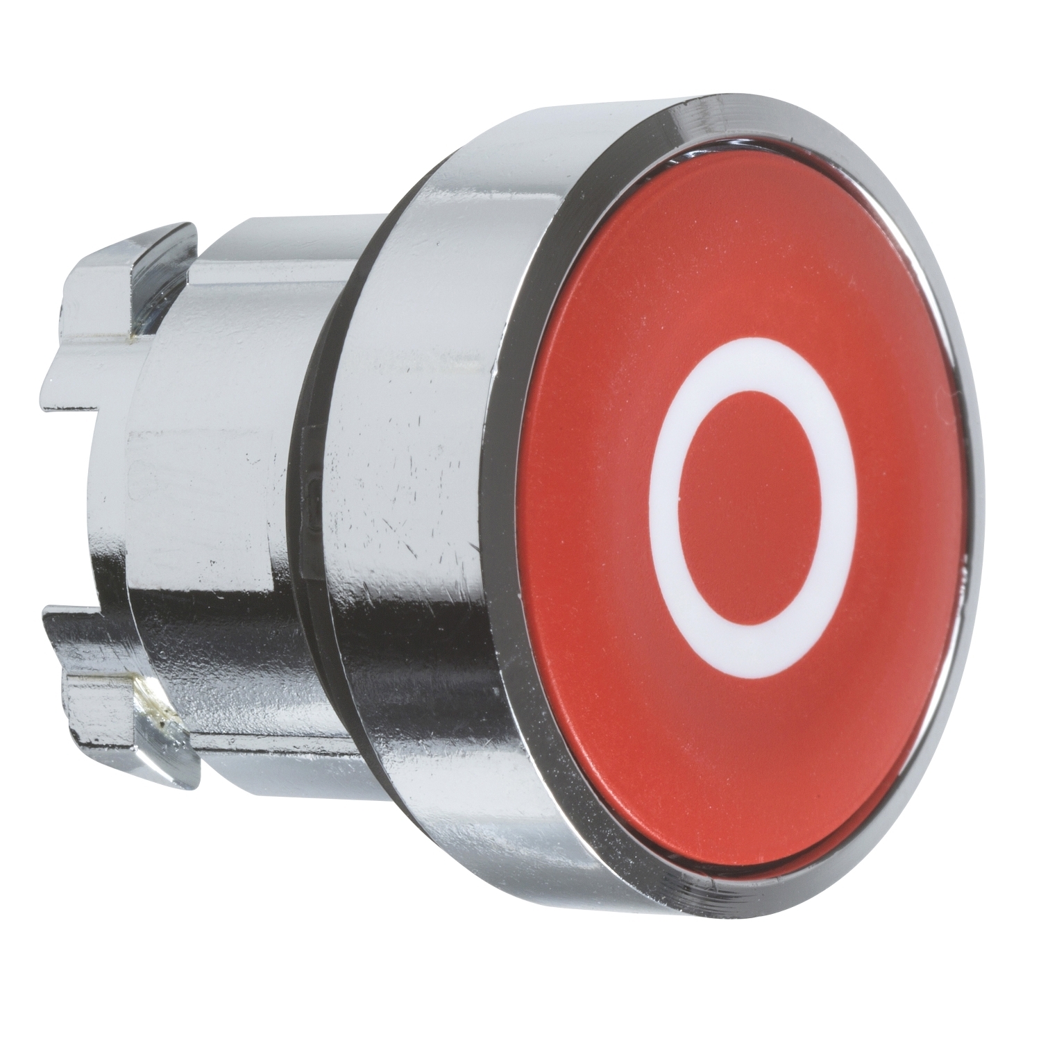 ZB4BA432 Harmony Flush Non-Illuminated Spring Return Standard Pushbutton Head, 22 mm, Round Shape, O Legend, Chromium Plated Metal, Red