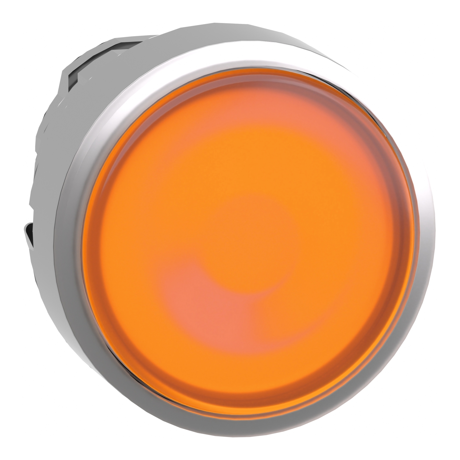 ZB4BA58 Harmony Flush Illuminated Spring Return Standard Unmarked Pushbutton Head, 22 mm, Round Shape, Chromium Plated Metal, Orange