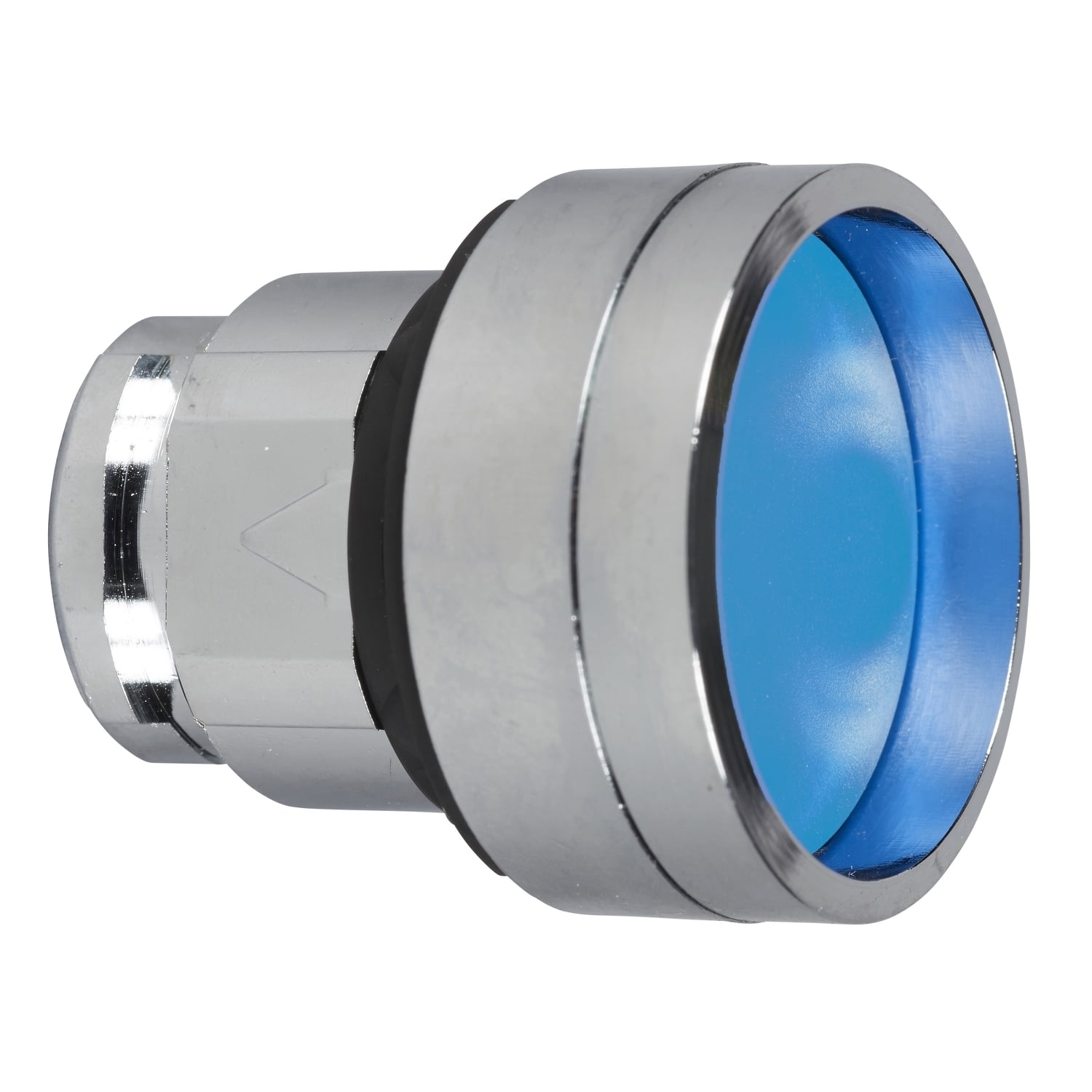 ZB4BA66 Harmony High Guard Recessed Non-Illuminated Spring Return Standard Unmarked Pushbutton Head, 22 mm, Round Shape, Chromium Plated Metal, Blue