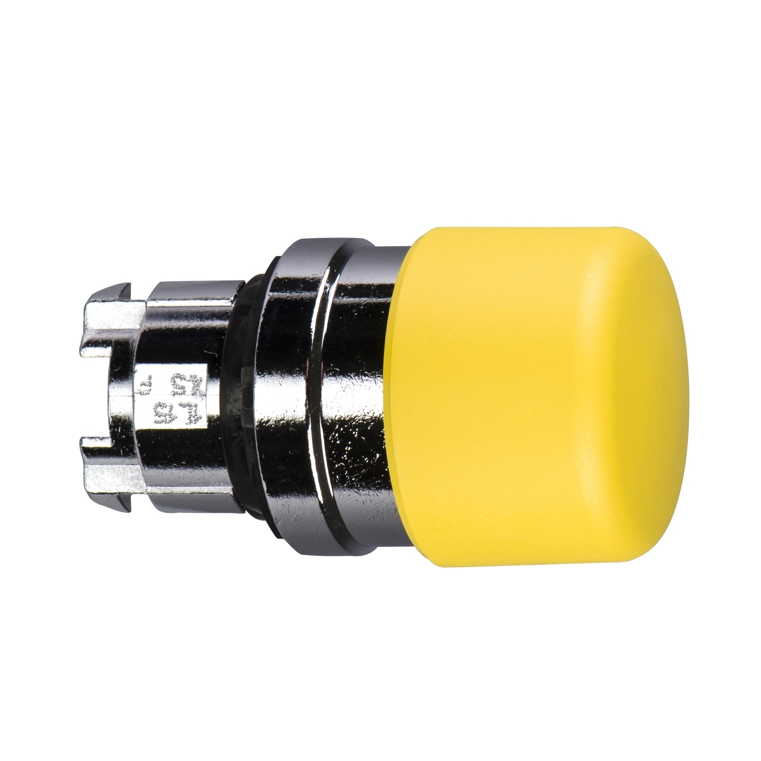 ZB4BC54 Harmony Mushroom Non-Illuminated Spring Return Standard Unmarked Pushbutton Head, 22 mm, Round Shape, Chromium Plated Metal, Yellow