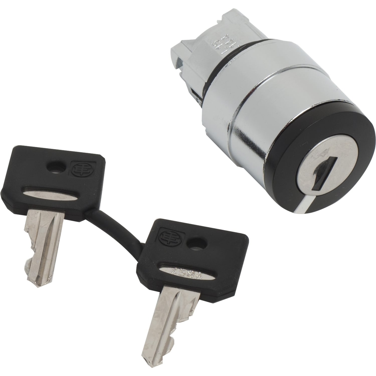 ZB4BG410 Harmony 2-Position 90 deg Standard Stay Put Selector Switch Head With 458A Keylock, 22 mm, Round Shape, Chromium Plated Metal, Black
