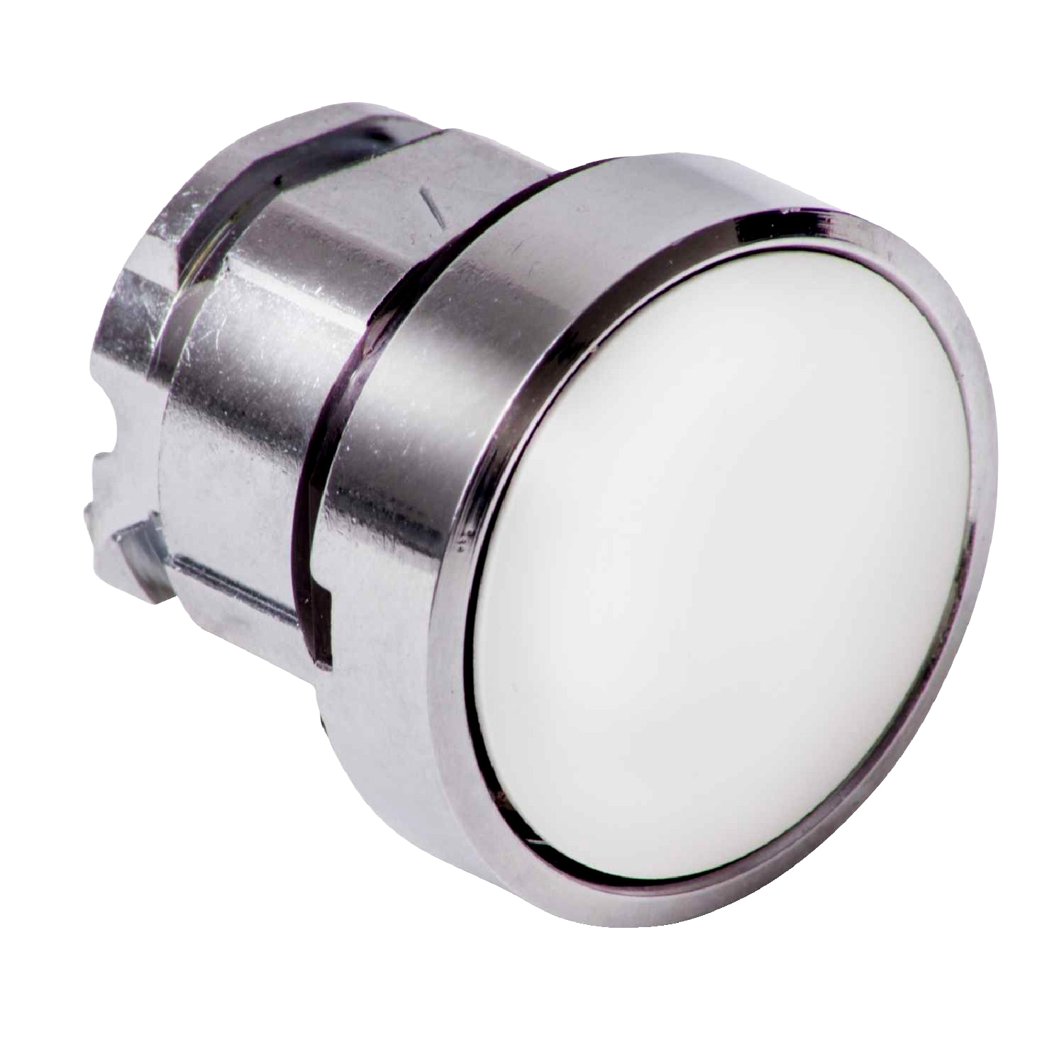 ZB4BH01 Harmony Flush Non-Illuminated Standard Push ON/Push OFF Unmarked Pushbutton Head, 22 mm, Round Shape, Chromium Plated Metal, White
