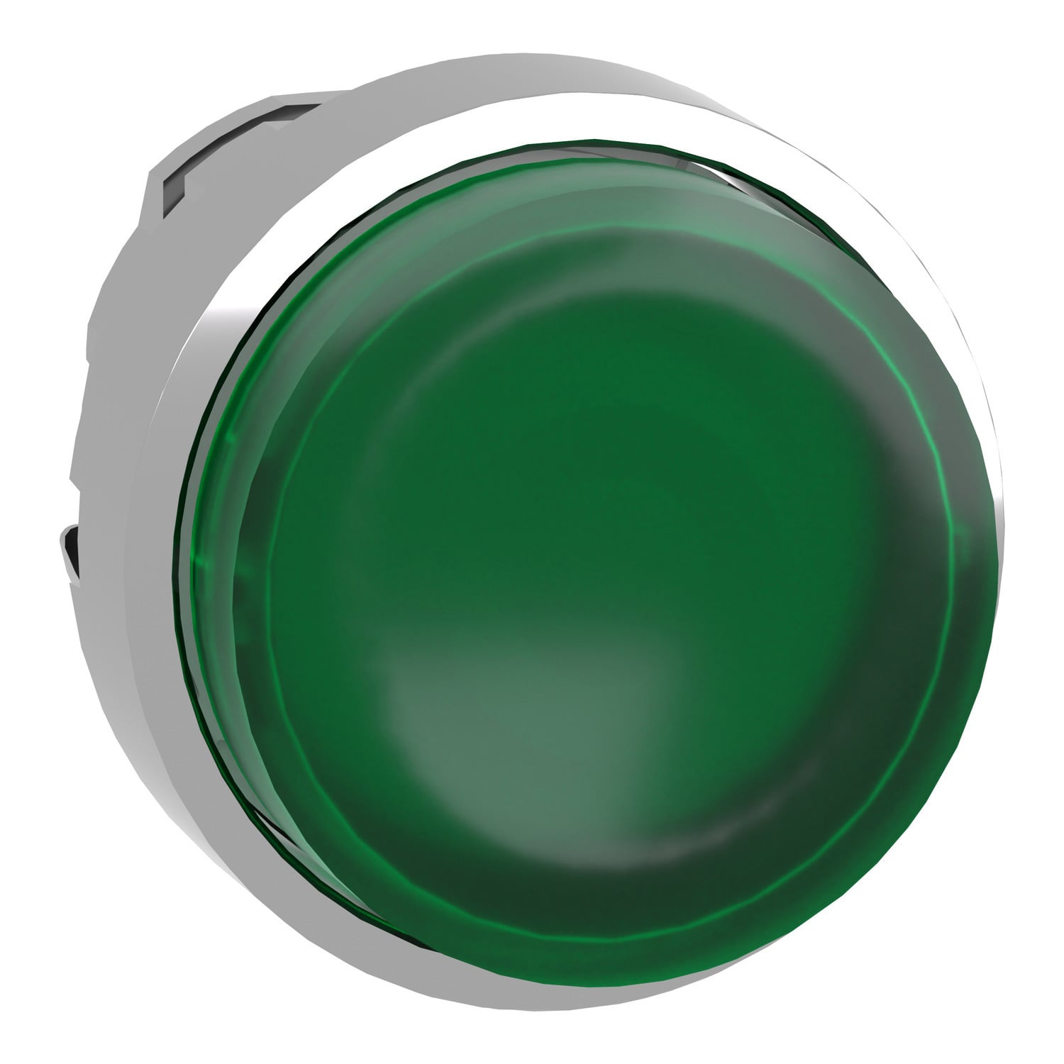 ZB4BH33 Harmony Blank Illuminated Projecting Standard Pushbutton Head With Integral LED, 22 mm, Round Shape, Chromium Plated Metal, Green