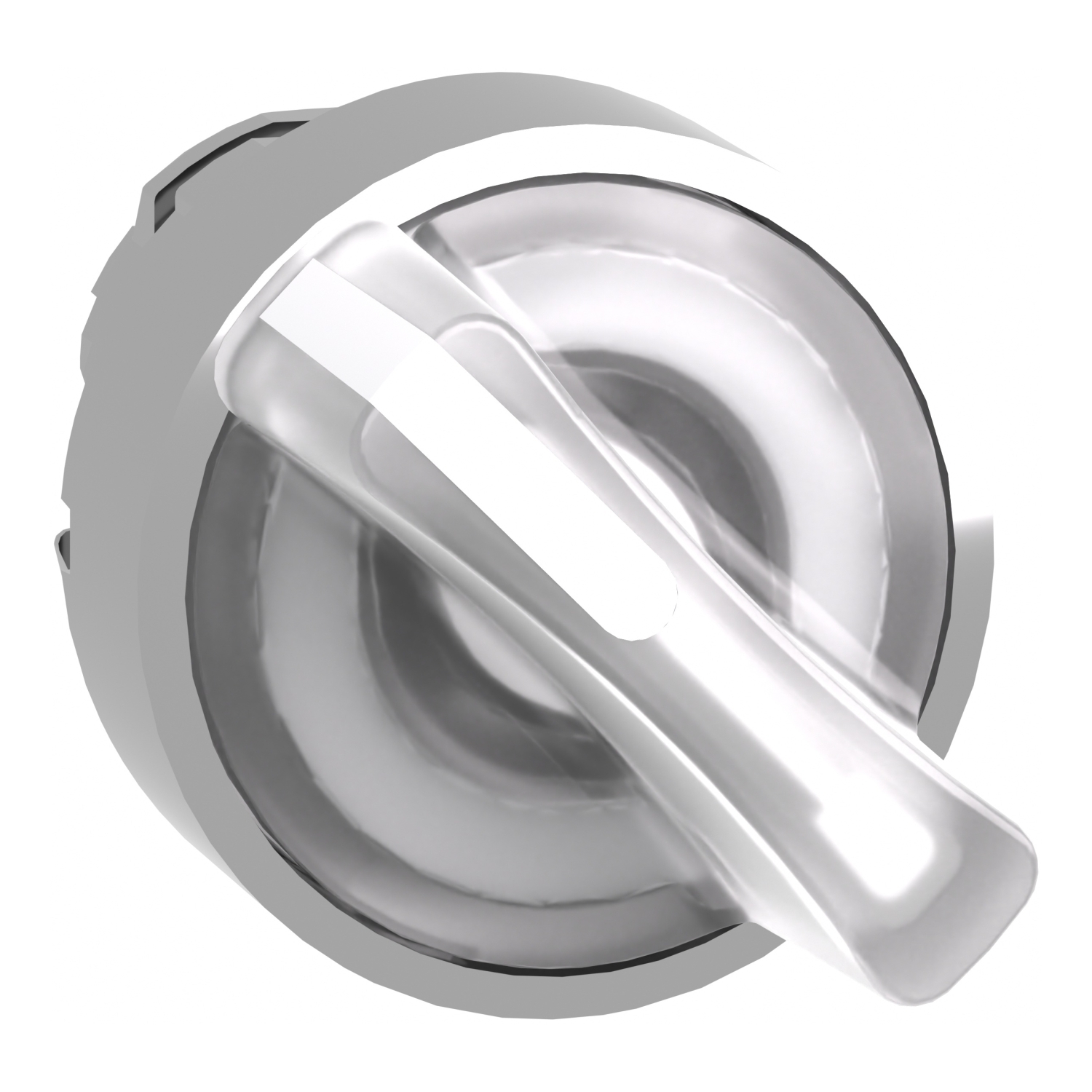 ZB4BK1413 Harmony 2-Position 90 deg Illuminated Spring Return Standard Selector Switch Head With Standard Handle and Integral LED, 22 mm, Round Shape, Chromium Plated Metal, White