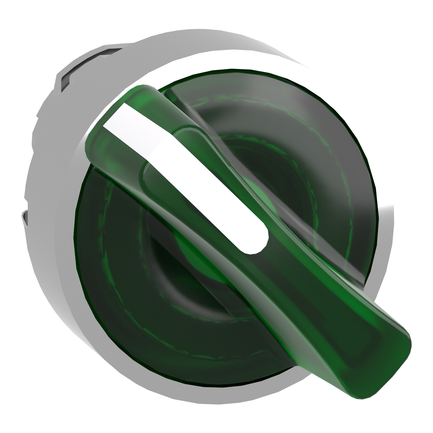 ZB4BK1433 Harmony Standard Illuminated Selector Switch Operator, 29 mm W x 22 mm D x 43 mm H, Round Shape, Metal, Green