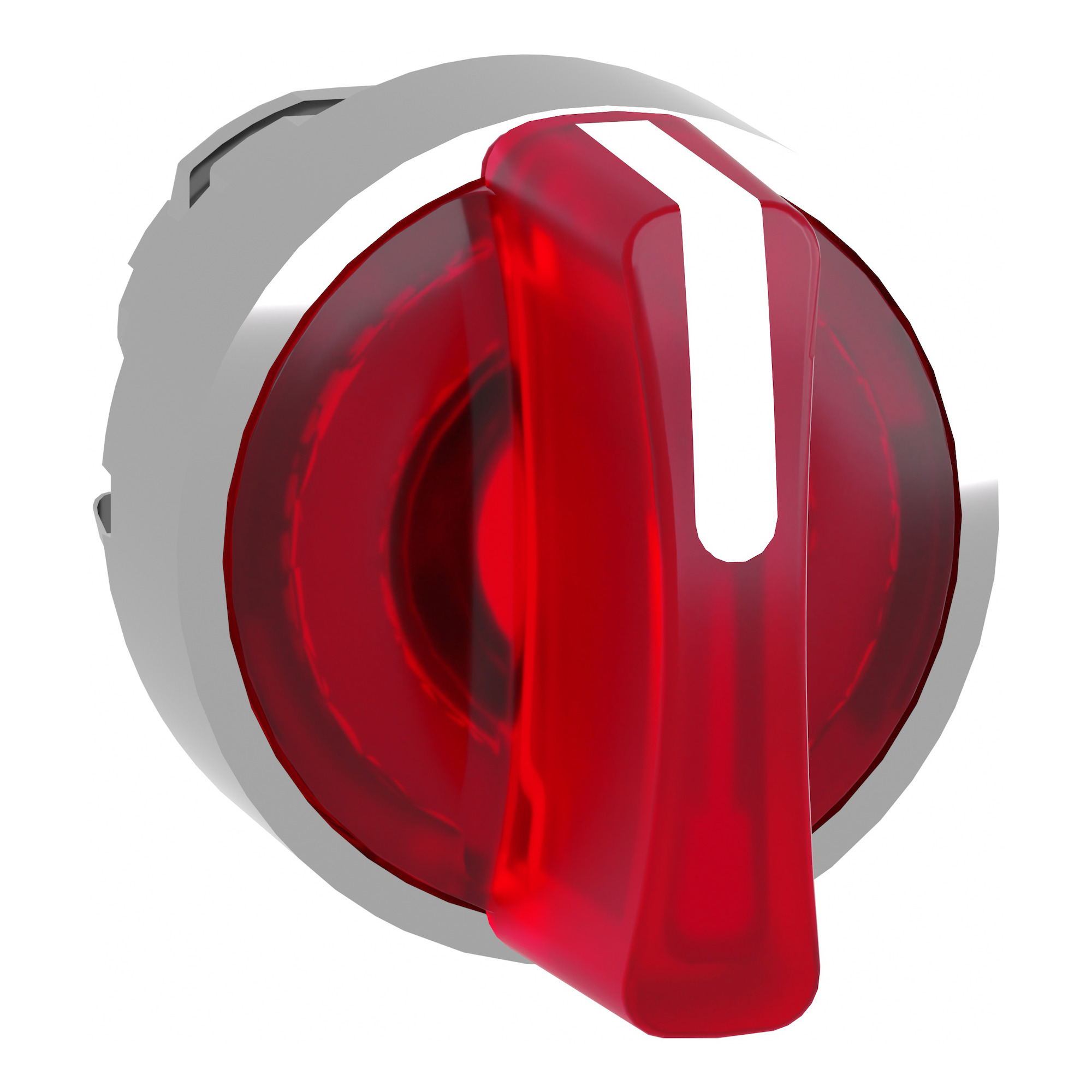 ZB4BK1843 Harmony 3-Position 45 deg Illuminated Spring Return Standard Selector Switch Head With Standard Handle and Integral LED, 22 mm, Round Shape, Chromium Plated Metal, Red