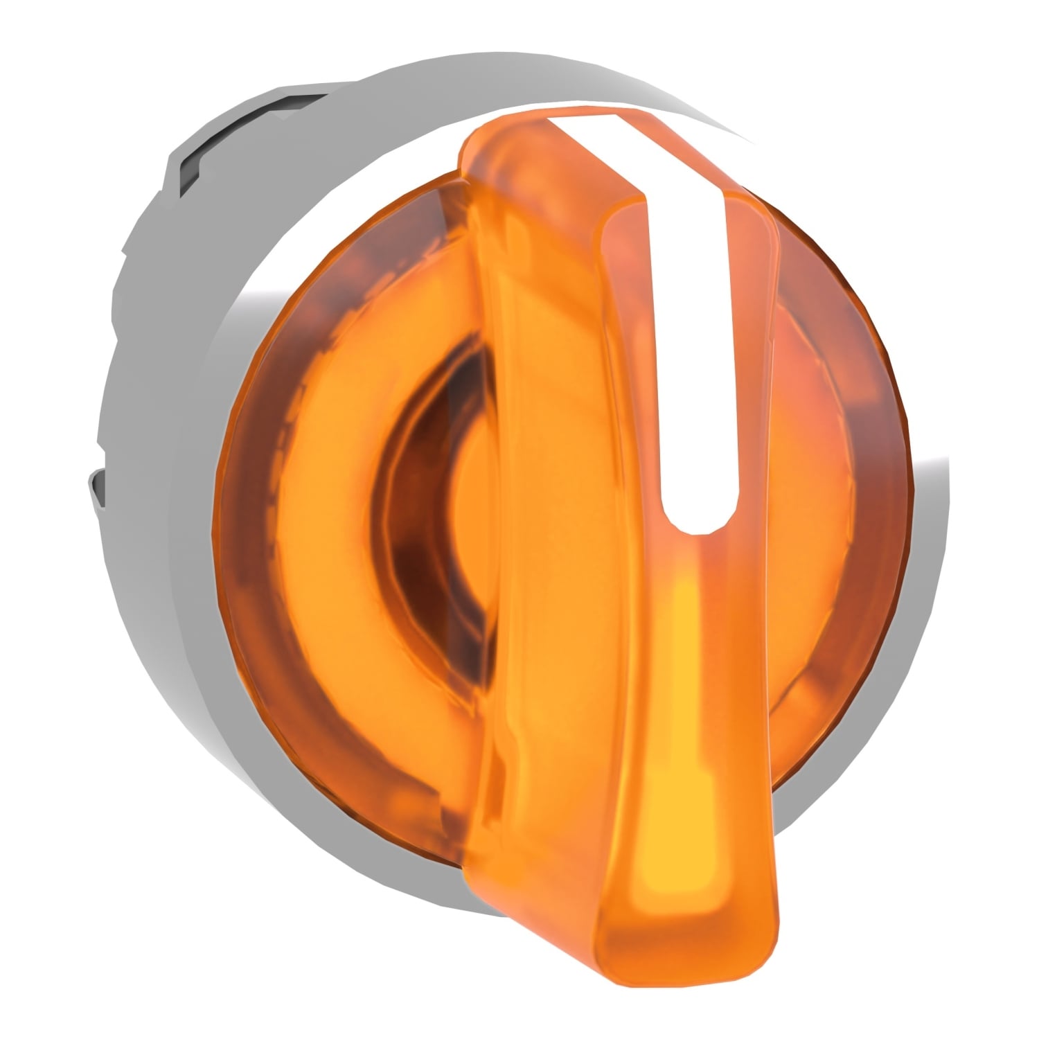 ZB4BK1853 Harmony 3-Position 45 deg Illuminated Spring Return Standard Selector Switch Head With Standard Handle and Integral LED, 22 mm, Round Shape, Chromium Plated Metal, Orange
