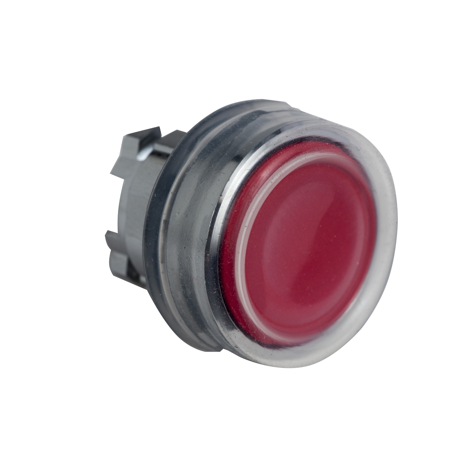 ZB4BP48 Harmony Flush Non-Illuminated Silicone Boot Spring Return Standard Unmarked Pushbutton Head, 22 mm, Round Shape, Chromium Plated Metal, Red