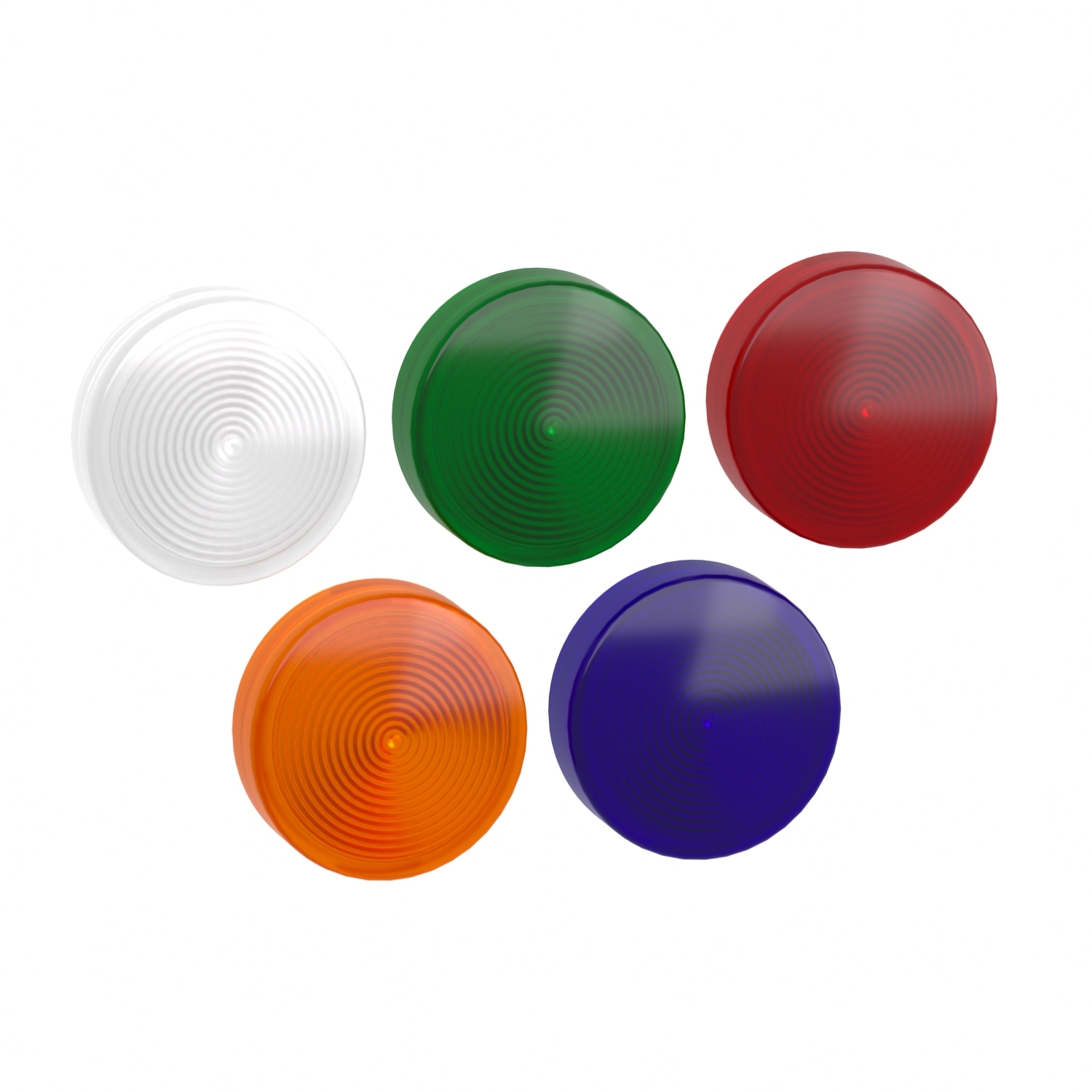 ZB4BV003 Harmony Blank Standard Pilot Light Head With (5) Colored Plain Lens, 22 mm, Round Shape, Chromium Plated Metal, Blue/Green/Orange/Red/White