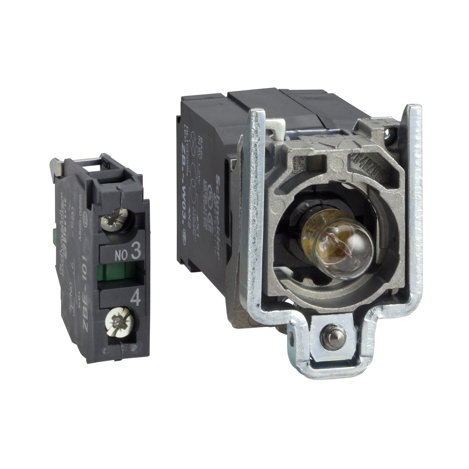 ZB4BW051 Harmony ZB4 Series Light Block, Incandescent Lamp, 1NO Contact, 400 V AC