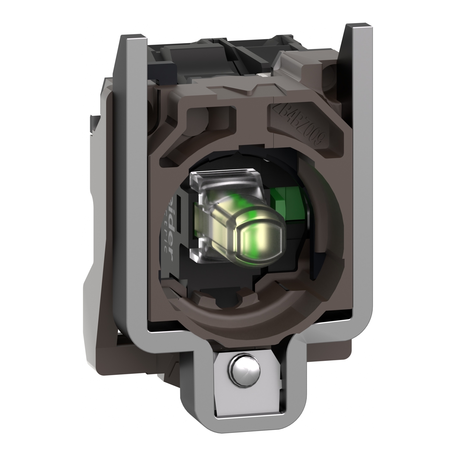 ZB4BW0B11 ZB4 Slow Break Complete Body/Light Block/Contact Assembly, 22 mm Dia, LED Lamp, 600 V AC, Screw Terminal, White