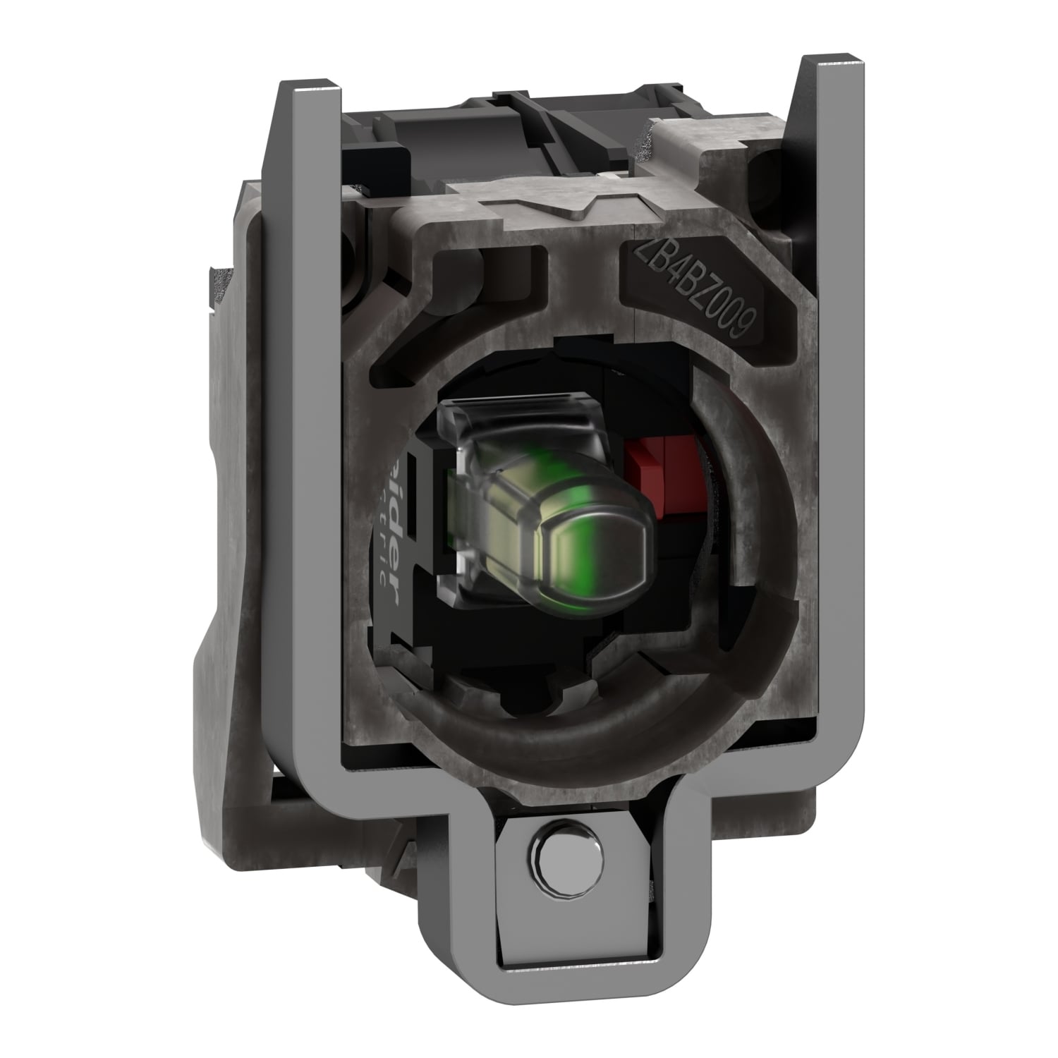 ZB4BW0B12 Harmony Standard Contact Block Assembly With Body/Fixing Collar, 22 mm, LED Lamp, 1NC Contact, 24 V AC/DC, White