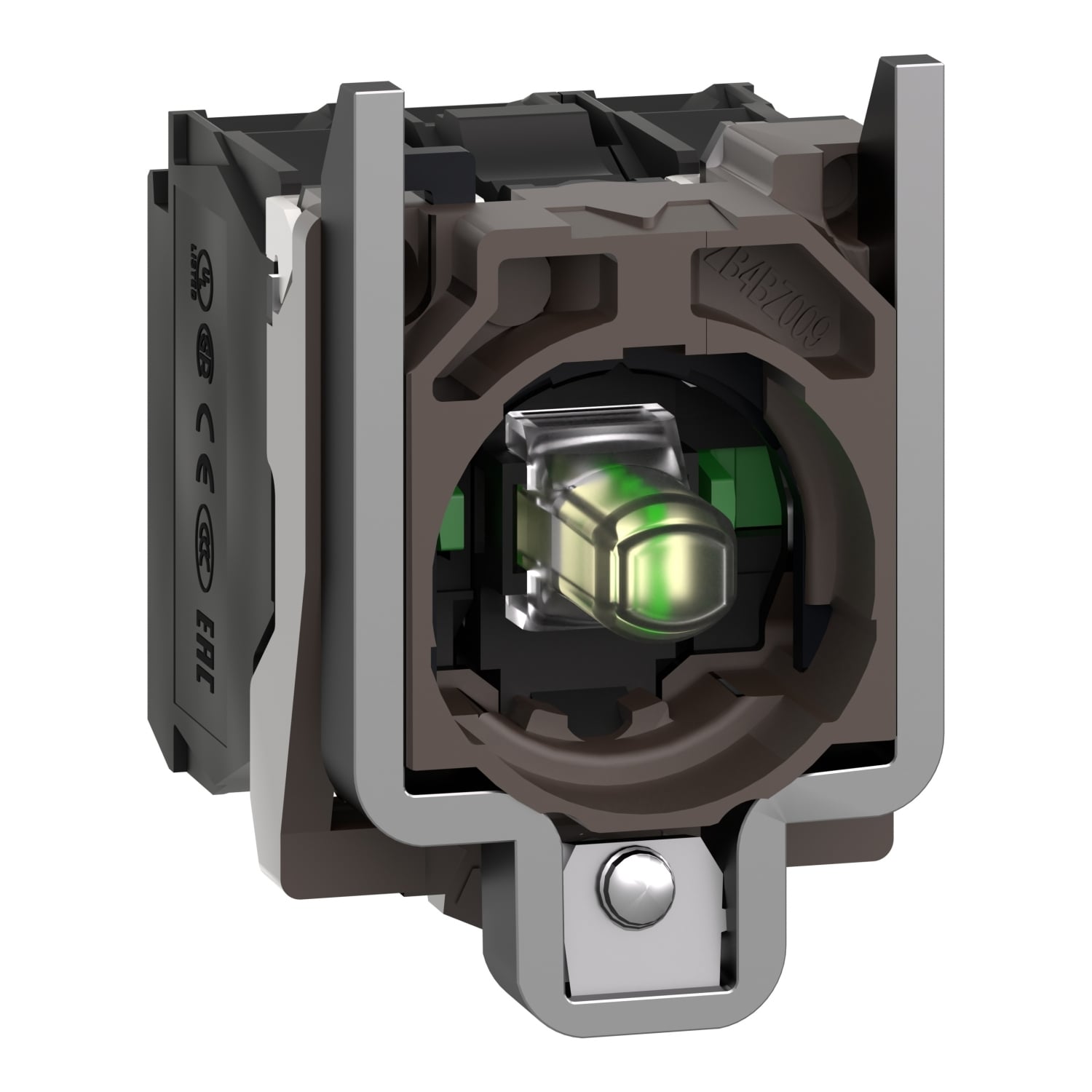 ZB4BW0B13 ZB4 Slow Break Complete Body/Light Block/Contact Assembly, 22 mm Dia, LED Lamp, 600 V AC, Screw Terminal, White
