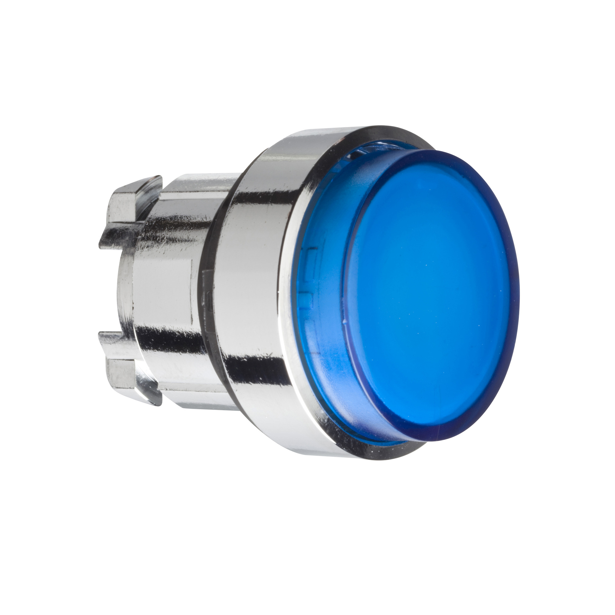 ZB4BW16 Harmony Extended Projecting Illuminated Standard Pushbutton Head With Plain Lens, 29 mm W x 22 mm D x 32 mm H, Round Shape, UNMARKED Legend, Metal, Blue