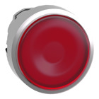 Head for illuminated push button, Harmony XB4, metal, red flush, 22mm, universal LED, spring return, plan lens, unmarked