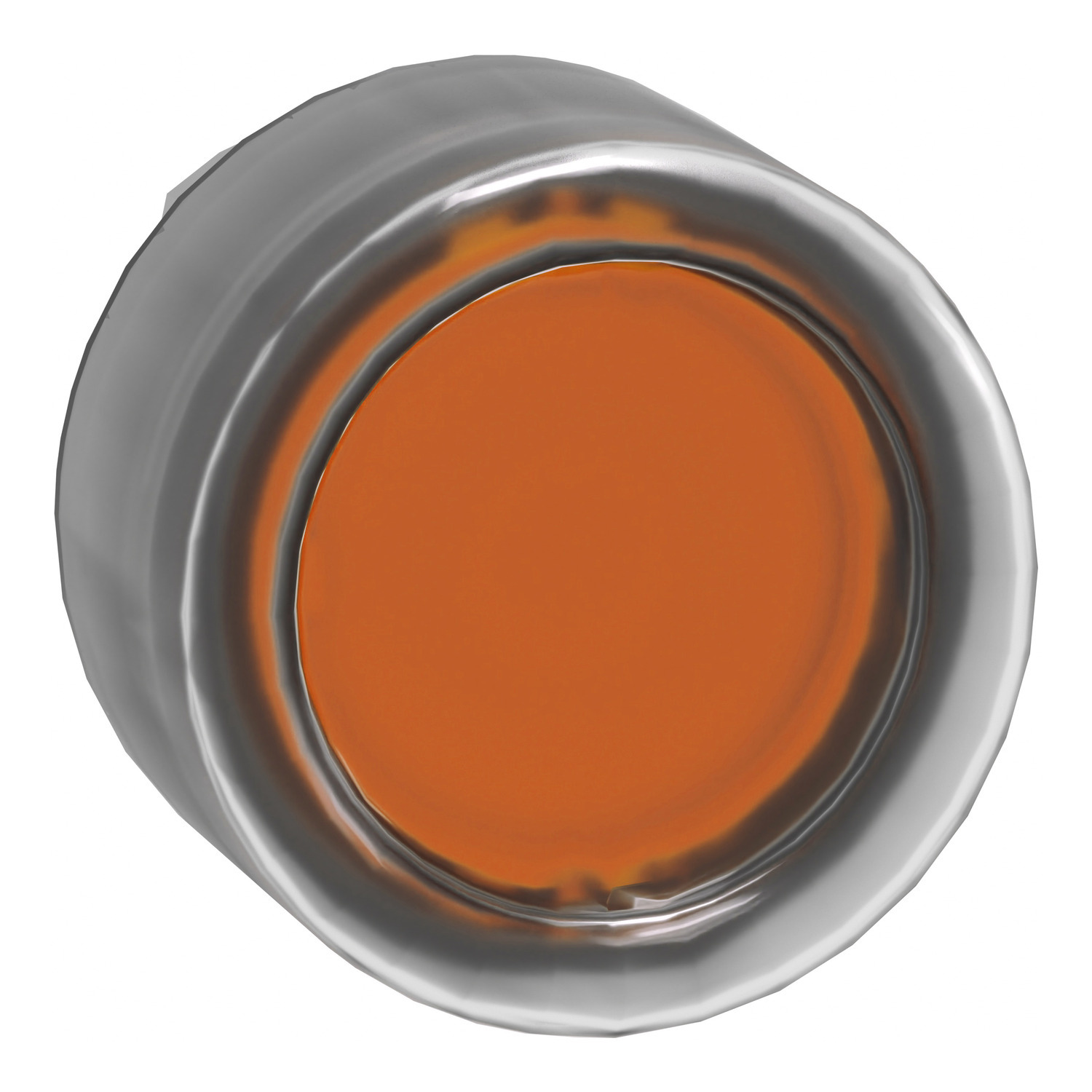 ZB4BW553 Harmony Flush Illuminated Mushroom Spring Return Standard Unmarked Pushbutton Head With Plain Lens and Integral LED, 22 mm, Round Shape, Chromium Plated Metal, Orange