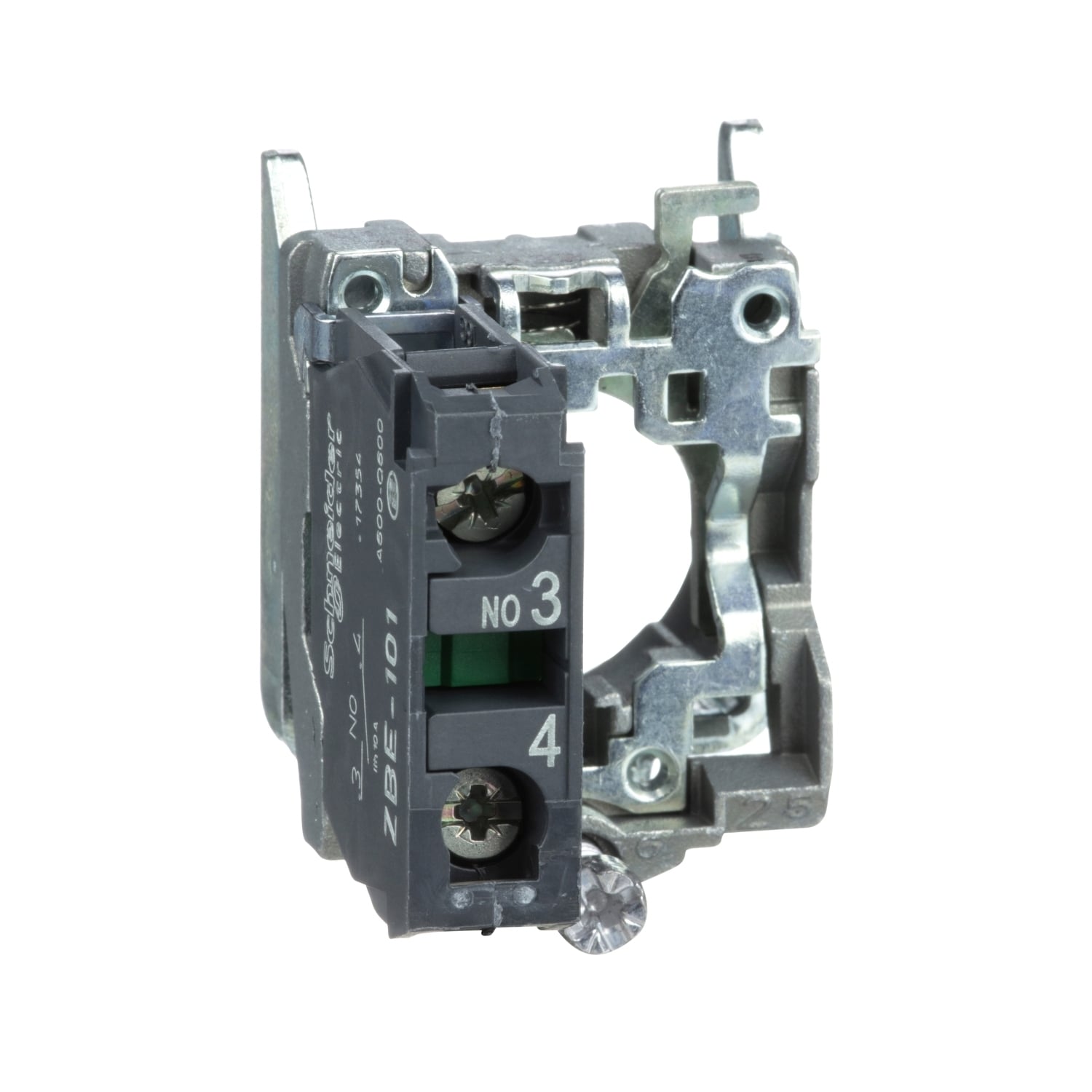 ZB4BZ101 Harmony XB4 Slow Break Complete Body/Contact Assembly, 22 mm, 1NO Contact, 10 A at 600 V AC Contact, Silver Alloy Contact, Momentary Action, Black