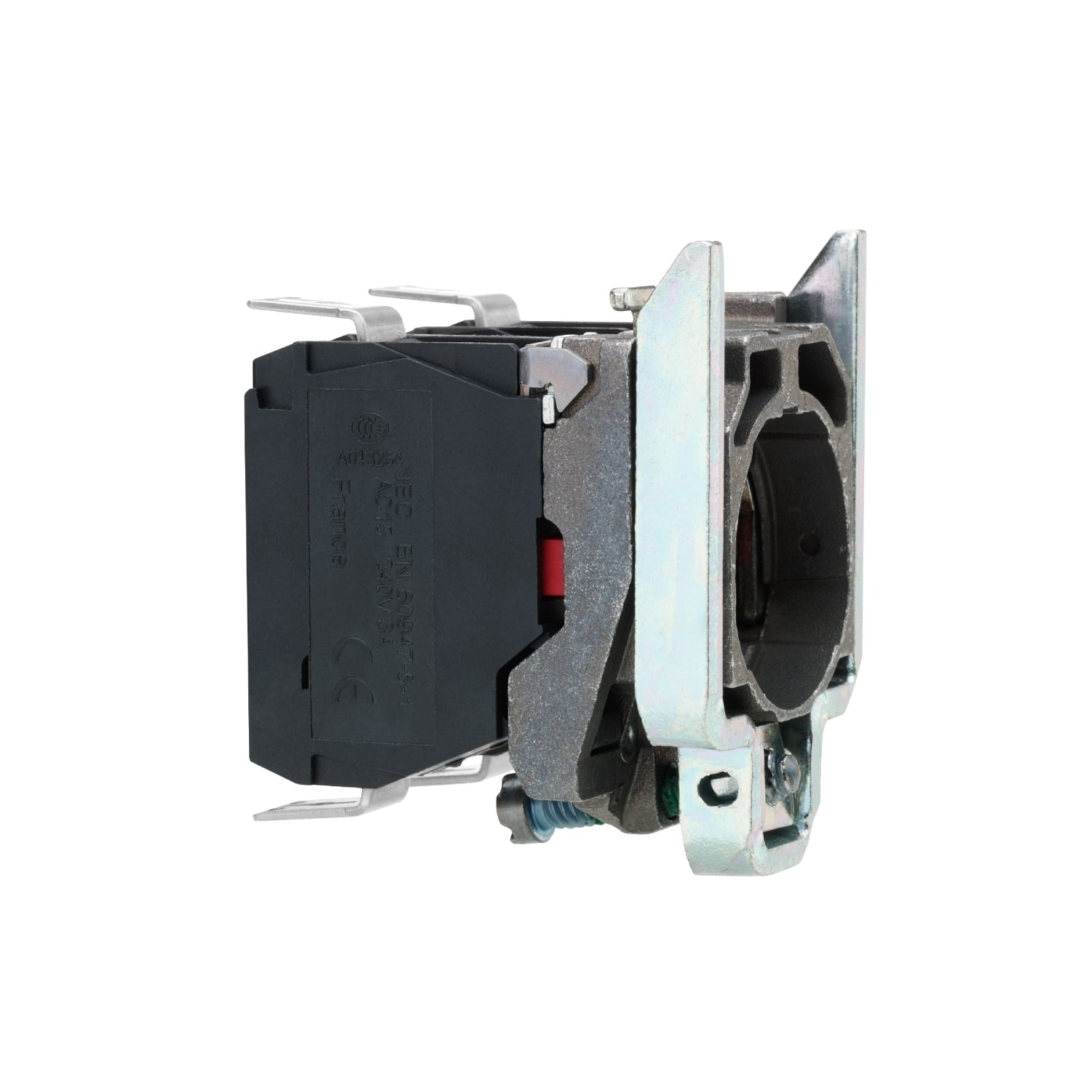 ZB4BZ1013 Harmony Standard Contact Block With Body/Fixing Collar, 22 mm, 1NO Contact, 10 A at 600 V AC Contact, Silver Alloy Contact