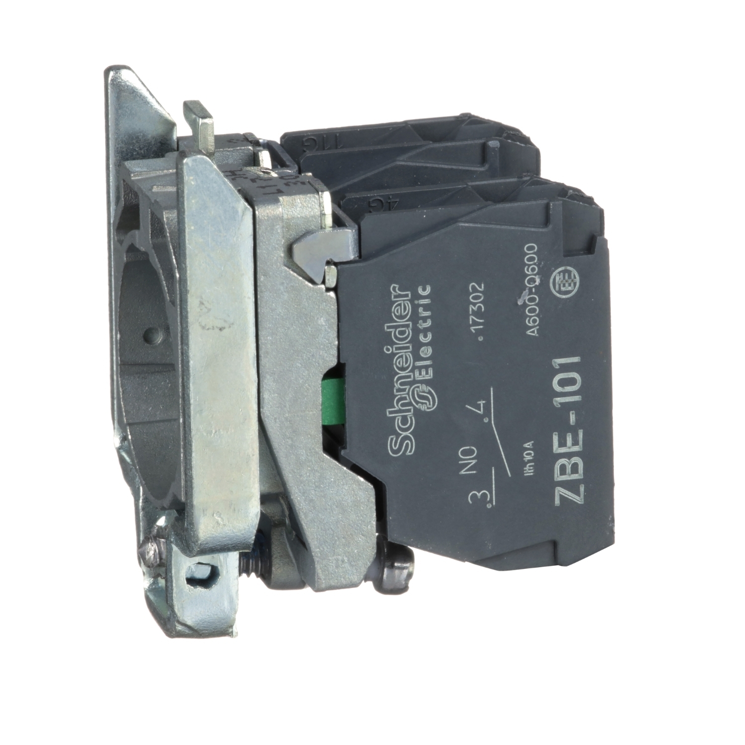 ZB4BZ103 Harmony Slow Break Complete Body/Contact Assembly, 22 mm, 2NO Contact, 10 A at 600 V AC Contact, Silver Alloy Contact, Momentary Action, Black