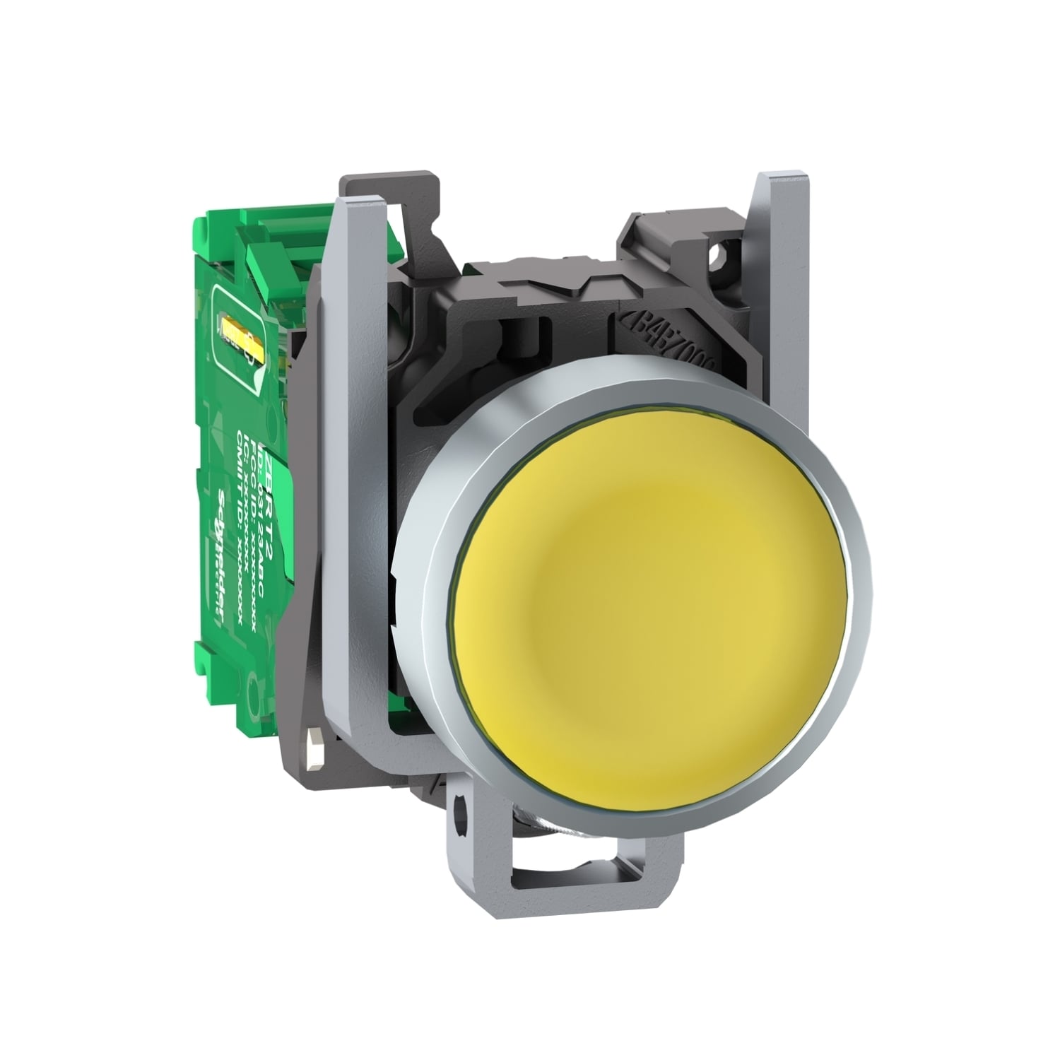 ZB4RTA5 Harmony Batteryless Round Wireless and Batteryless Transmitter, 0.87 in, Flush Operator, Yellow