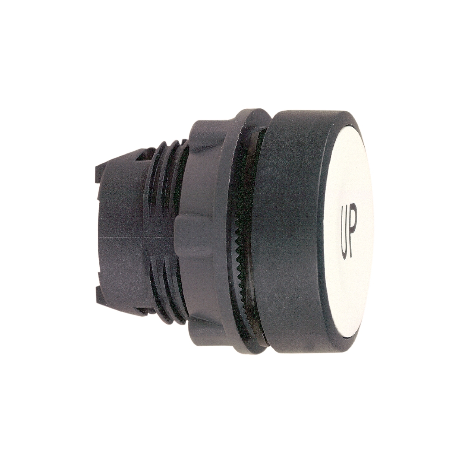 ZB5AA343 Harmony Flush Non-Illuminated Premarked Spring Return Standard Pushbutton Head, 22 mm, Round Shape, Up Arrow Legend, Plastic, White