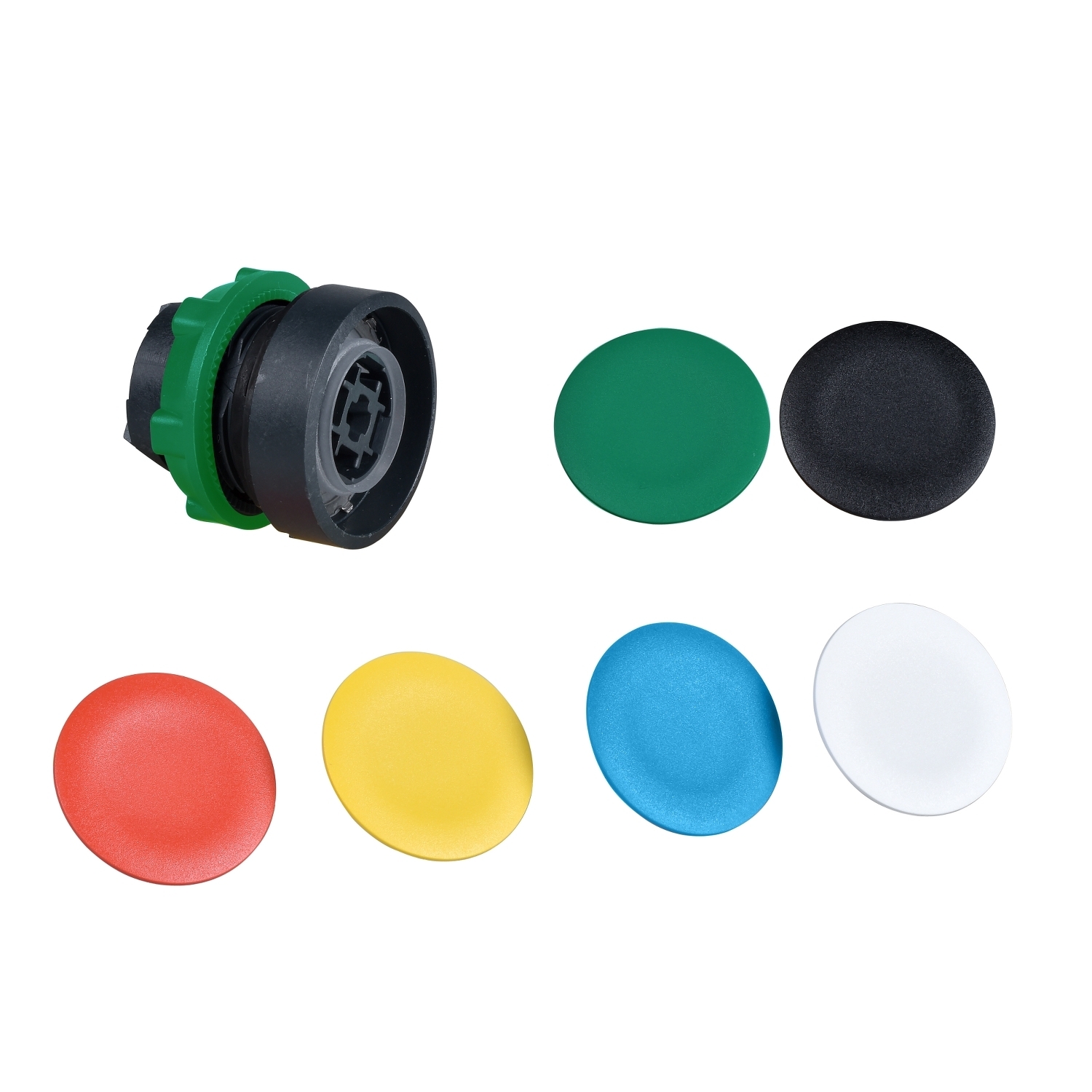 ZB5AA9 Universal Non-Illuminated Flush Pushbutton Head, 22 mm, Round Shape, Plastic, Black