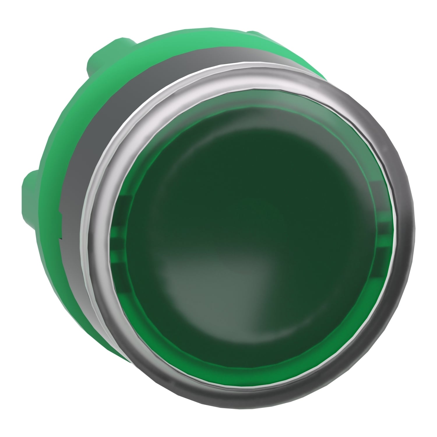 ZB5AH033 Harmony Flush Illuminated Standard Pushbutton Head, 29 mm W x 22 mm D x 30 mm H, Round Shape, UNMARKED Legend, Plastic, Green