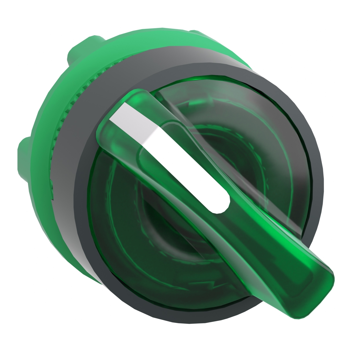 ZB5AK1433 Harmony 2-Position 90 deg Illuminated Standard Spring Return Selector Switch Head With Standard Handle and Integral LED, 22 mm, Round Shape, Plastic, Green