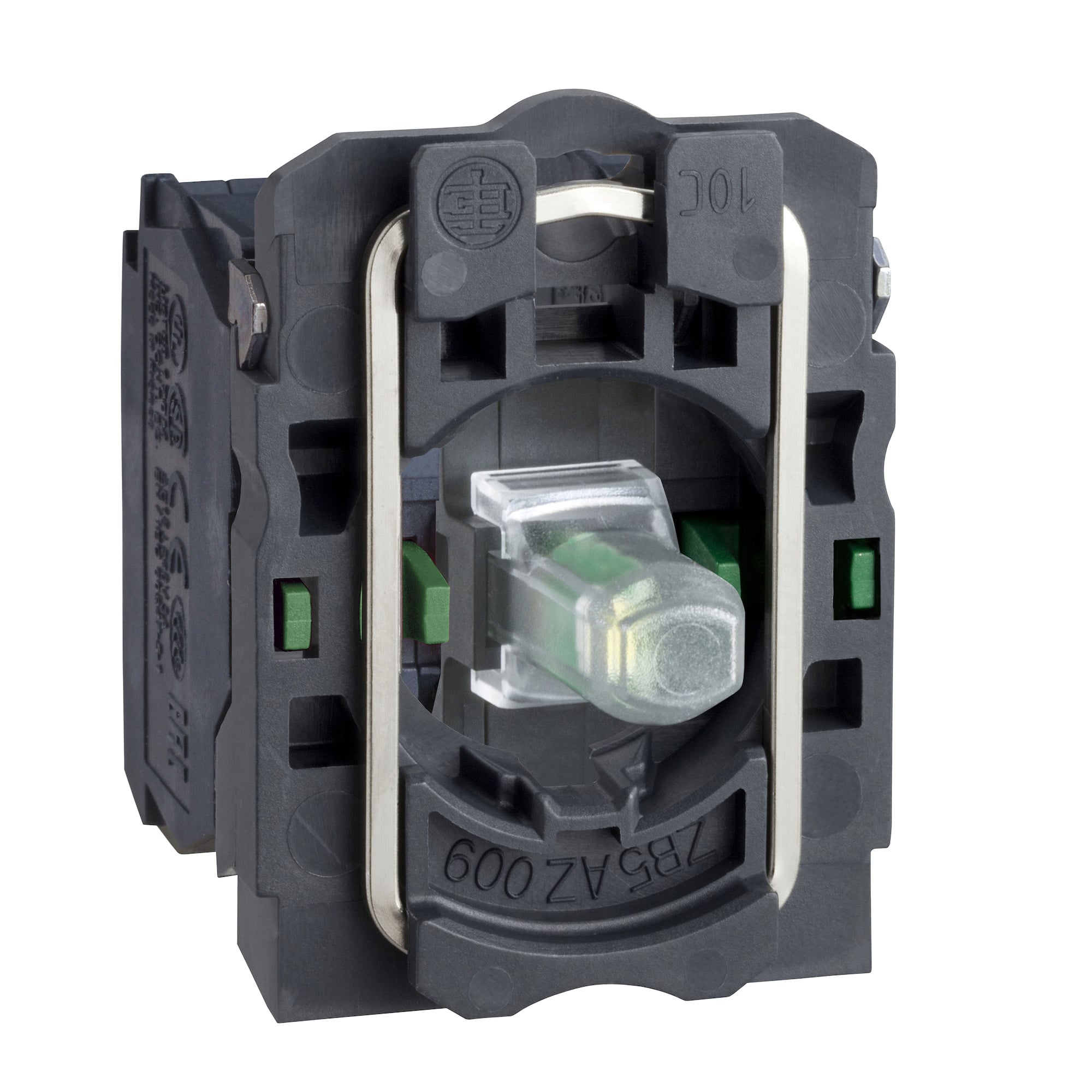 ZB5AW0B43 Harmony Standard Contact Block Assembly With Body/Fixing Collar, 22 mm, LED Lamp, 2NO Contact, 24 V AC/DC, Red