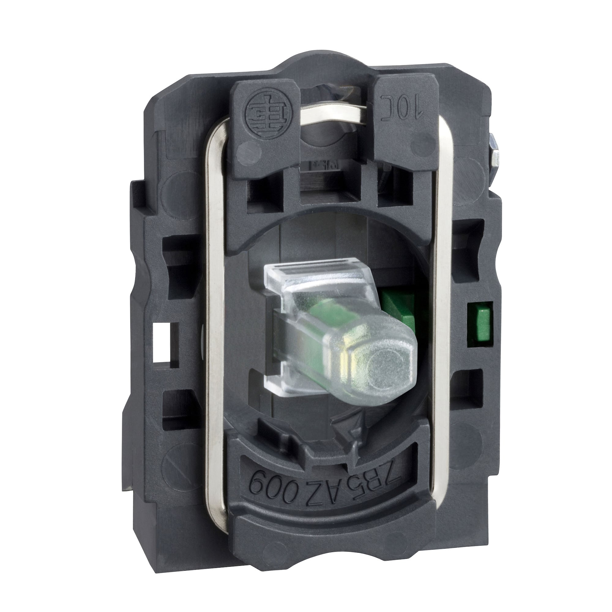 ZB5AW0G51 Harmony Standard Complete Body/Light Block/Contact Assembly, 22 mm, LED Lamp, 1NO Contact, 110 to 120 V AC, Yellow