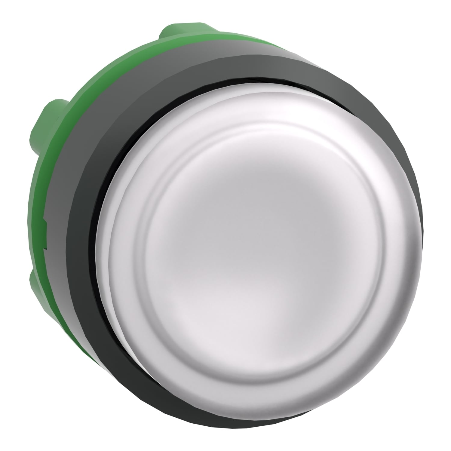 ZB5AW113 Harmony Illuminated Projecting Spring Return Standard Pushbutton Head With Plain Lens and Integral LED, 22 mm, Round Shape, Plastic, White