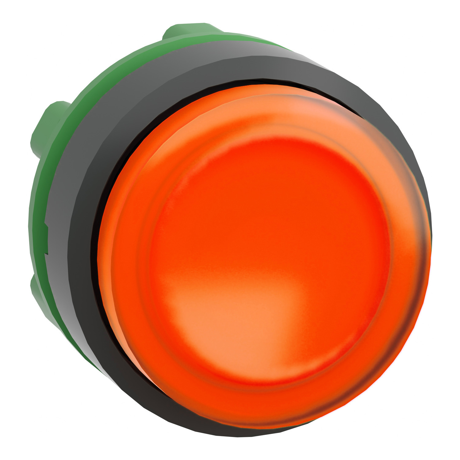 ZB5AW153 Harmony Extended Projecting Standard Illuminated Pushbutton Head With Plain Lens Operator, 22 mm, Round Shape, UNMARKED Legend, Plastic, Orange