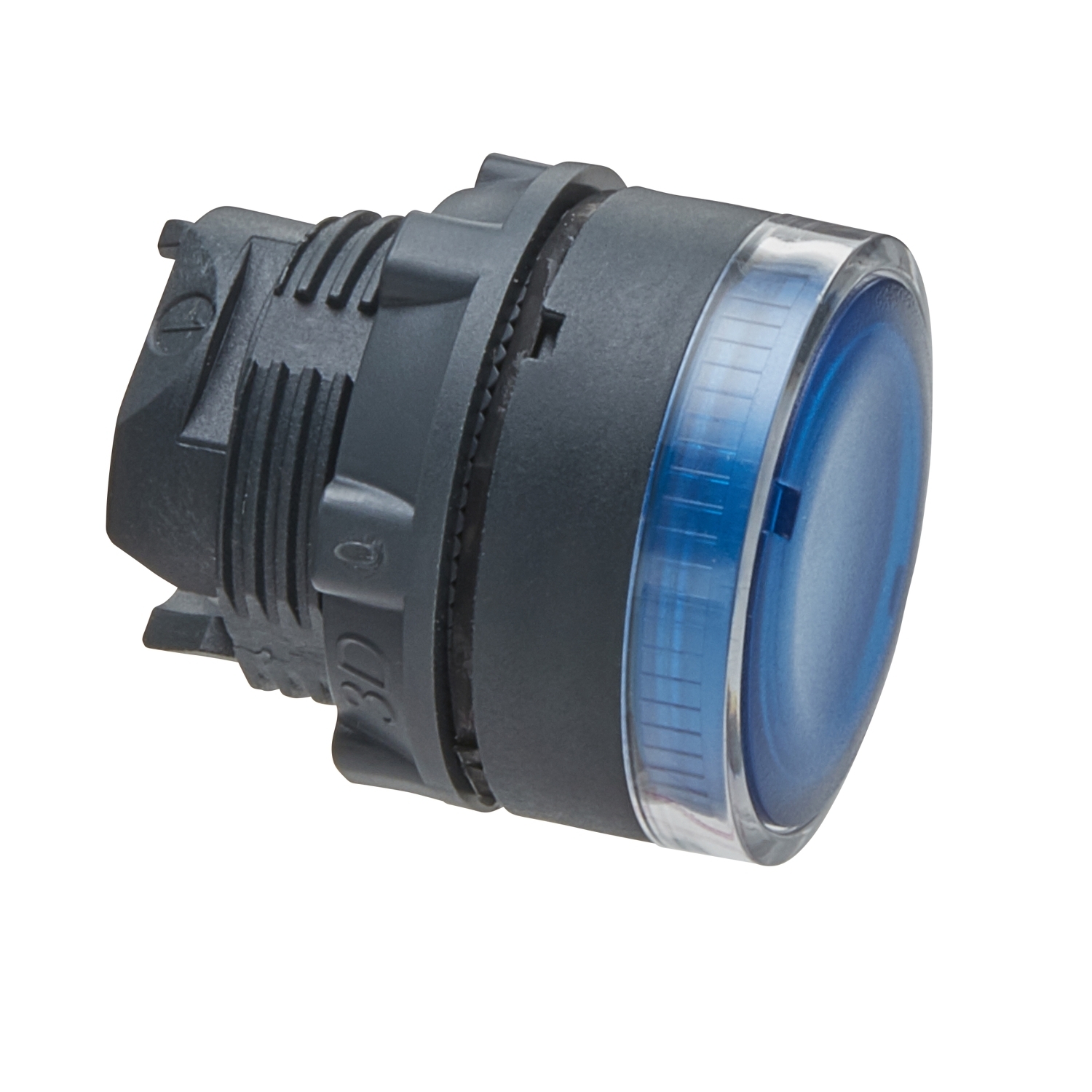 ZB5AW36 Harmony Flush Standard Illuminated Pushbutton Head With Plain Lens Operator, 22 mm, Round Shape, UNMARKED Legend, Plastic, Blue