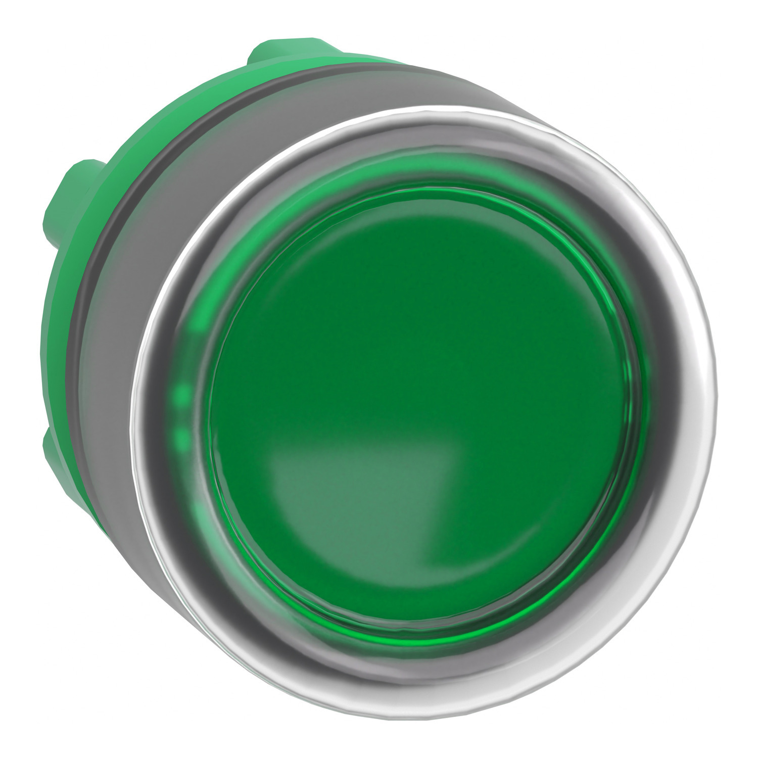 ZB5AW533 Harmony Boot Flush Illuminated Spring Return Standard Pushbutton Head, 30 mm W x 22 mm D x 37 mm H, Round Shape, Plastic, Green
