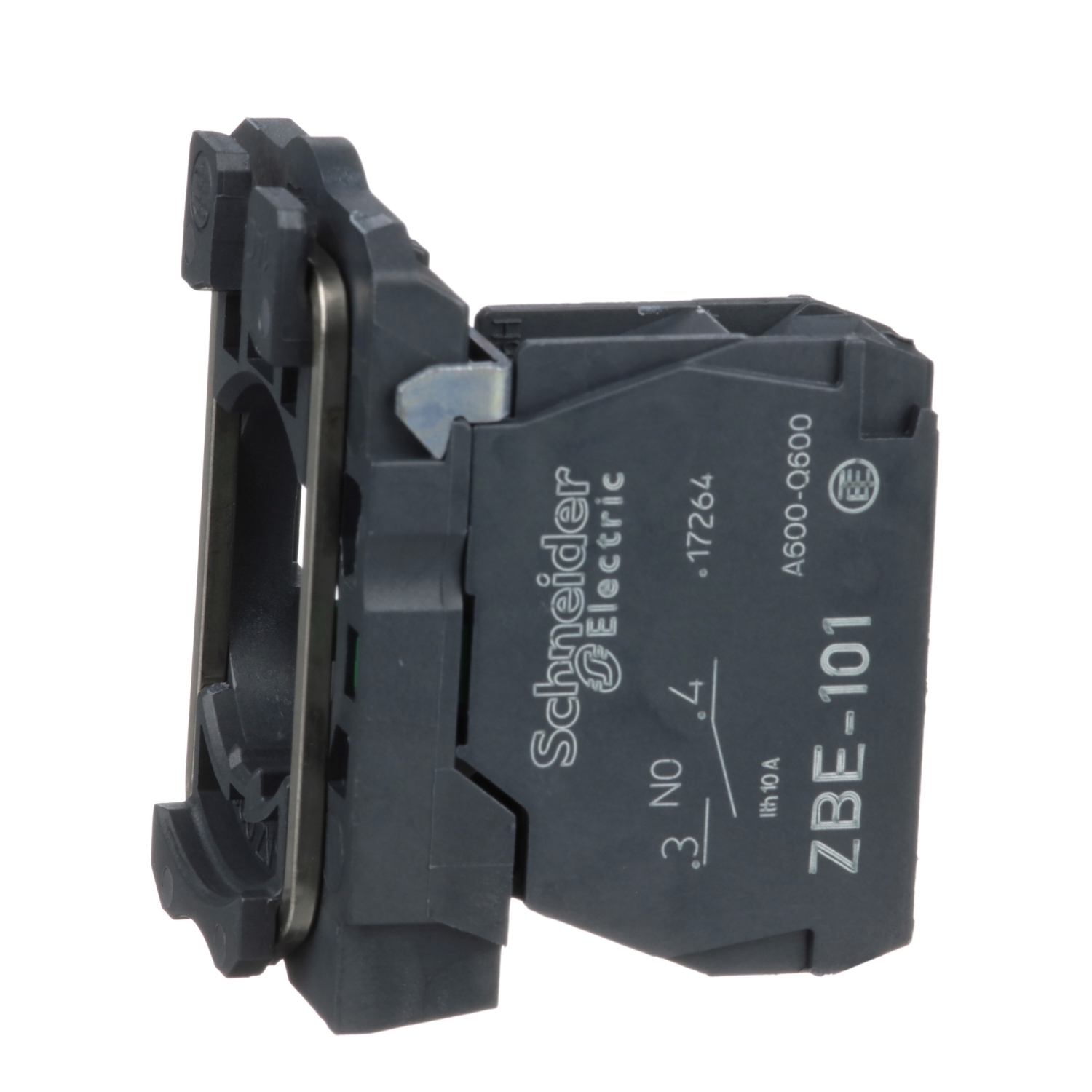 ZB5AZ101 Harmony Complete Body/Contact Assembly, 22 mm, 1NO Contact, 10 A at 600 V AC Contact, Silver Alloy Contact, Momentary Action, Black/Green