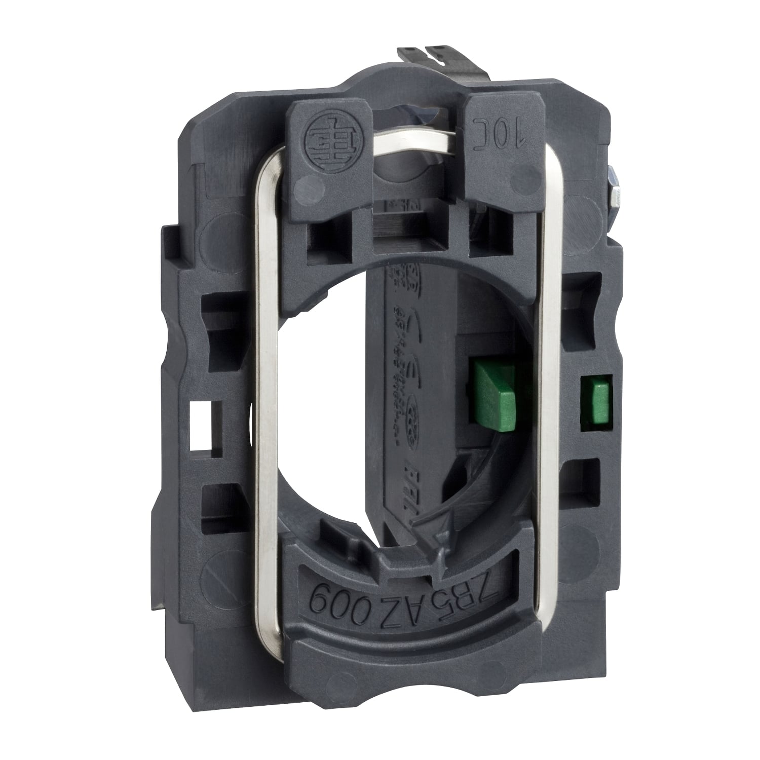 ZB5AZ1013 Slow Break Single Standard Head Contact Block With Body/Fixing Collar 1NO Faston Connector, For Use With Harmony XB5 Control and Signaling Unit, 600 V, 10 A, A600 to Q600 Contact, Quick-Connect, Plastic