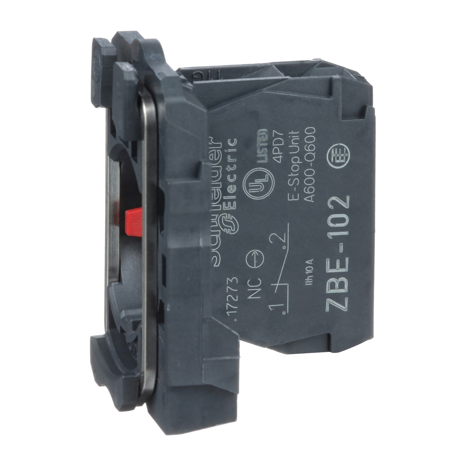 ZB5AZ102 Harmony Single Complete Body/Light Block/Contact Assembly, 22 mm, 1NC Contact, 600 V AC