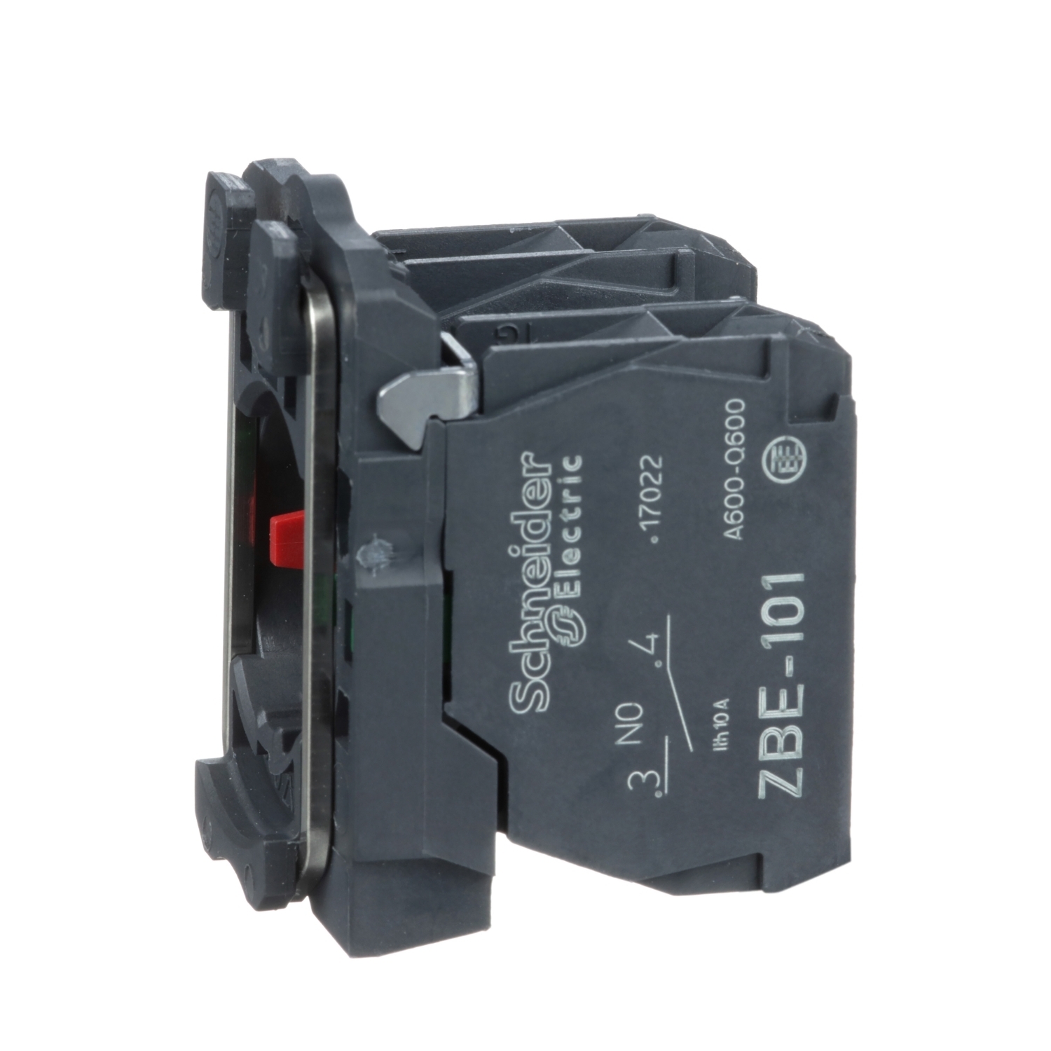 ZB5AZ105 Harmony Slow Break Complete Body/Contact Assembly, 22 mm, 1NO-1NC Contact, 10 A at 600 V AC Contact, Silver Alloy Contact, Momentary Action, Black