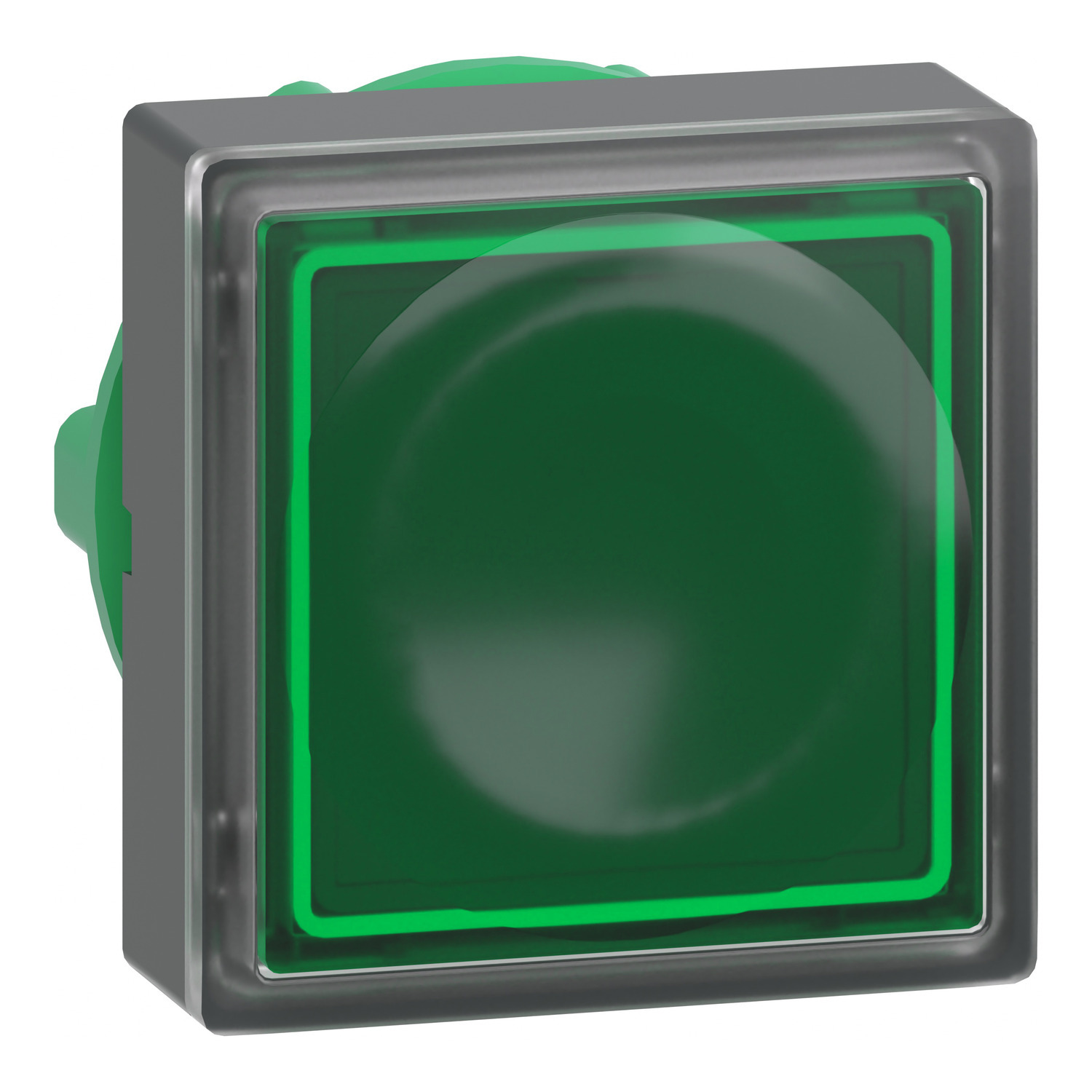 ZB5CW333 Harmony Flush Illuminated Spring Return Standard Unmarked Pushbutton Head With Integral LED, 22 mm, Squared Shape, Plastic, Green