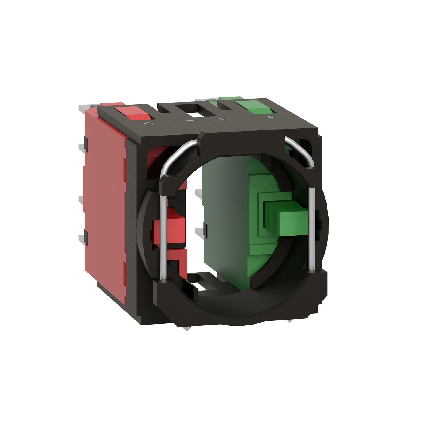 ZB6Z5B Harmony 2-Pole Electrical Component Contact Block With Body/Fixing Collar, 16 mm, 1NO-1NC Contact, 6 A at 250 V AC/B300 to R300 Contact, Silver Alloy Contact, Momentary Action