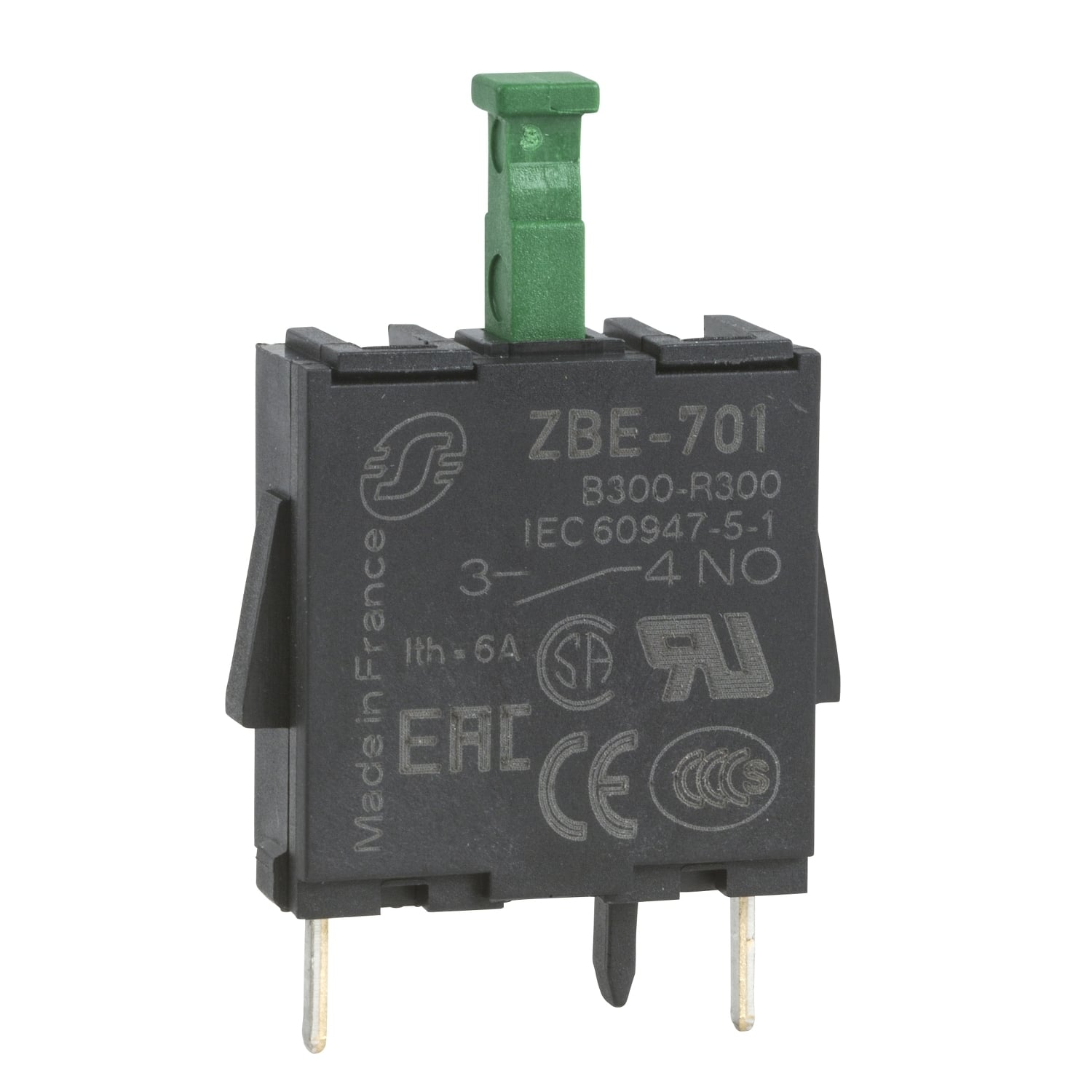 ZBE701 Harmony Standard Contact Block, 22 mm, 1NO Contact, 10 A at 250 V AC Contact, Silver Alloy Contact