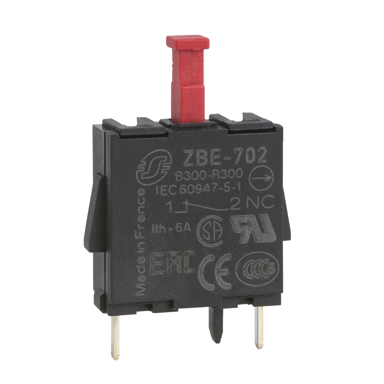 ZBE702 Harmony Standard Contact Block, 22 mm, 1NC Contact, 10 A at 250 V AC Contact, Silver Alloy Contact