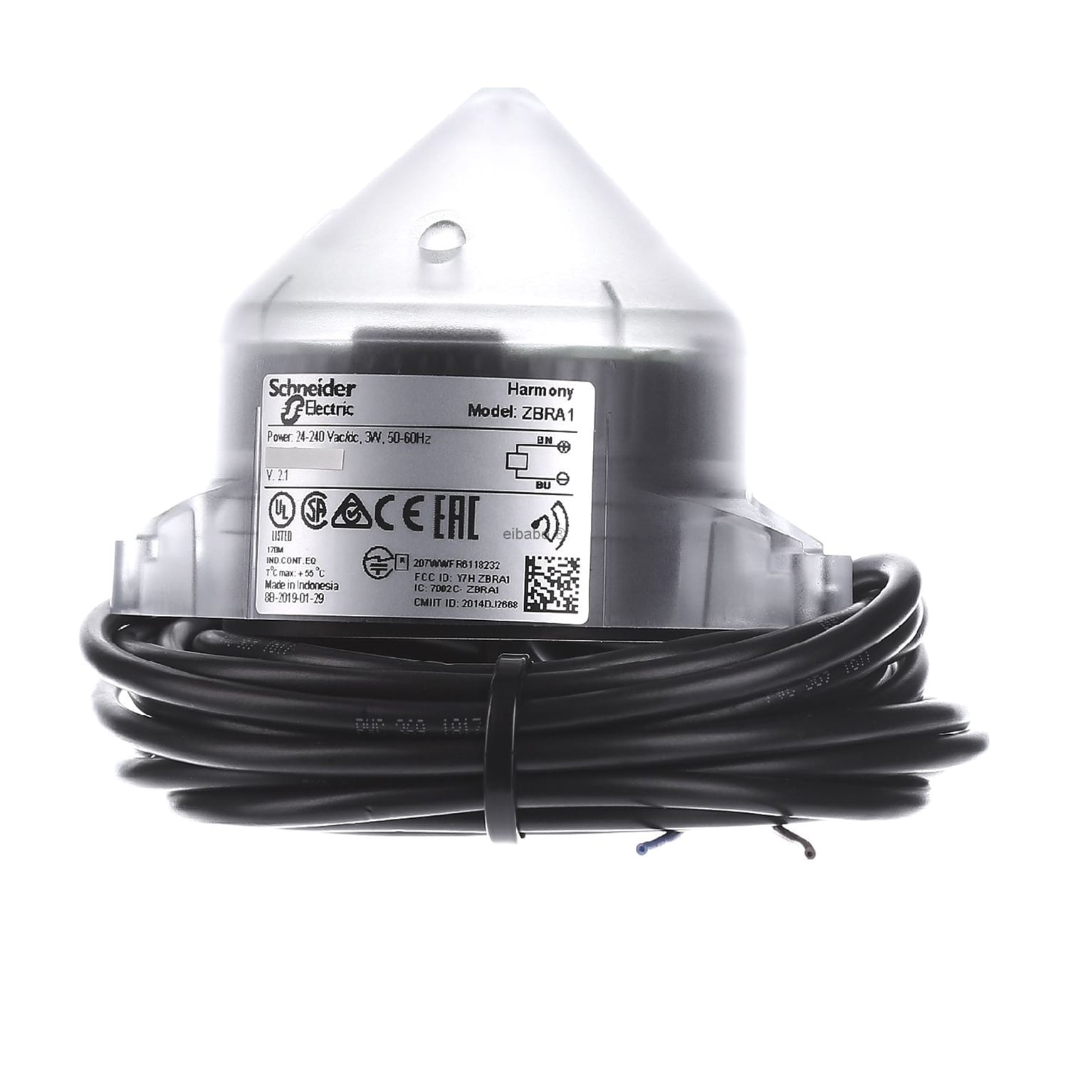 ZBRA1 Harmony AC/DC Omni directional Relay Antenna, For Use With Harmony XB5R, XB4R 22 mm Control Unit, 24 to 240 V AC, 24 V DC, 3 MW, Polycarbonate Glass