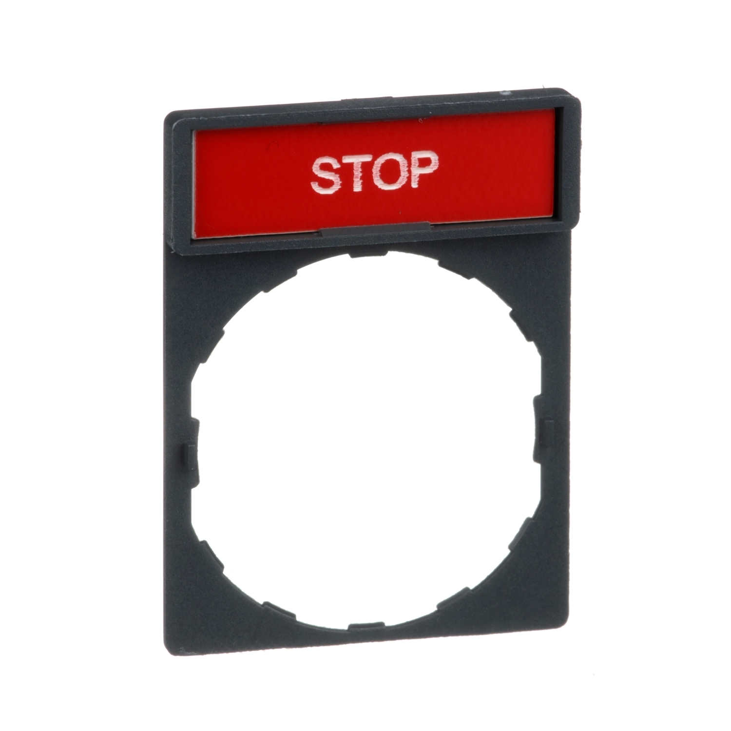 ZBY2304 Harmony Standard Pushbutton Legend Plate, 30 mm H x 40 mm W, Round Plate, Plastic, Red Field