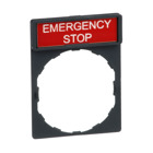 Harmony, 22mm Push Button, legend holder 30 x 40 mm, with legend 8 x 27 mm, marked EMERGENCY STOP