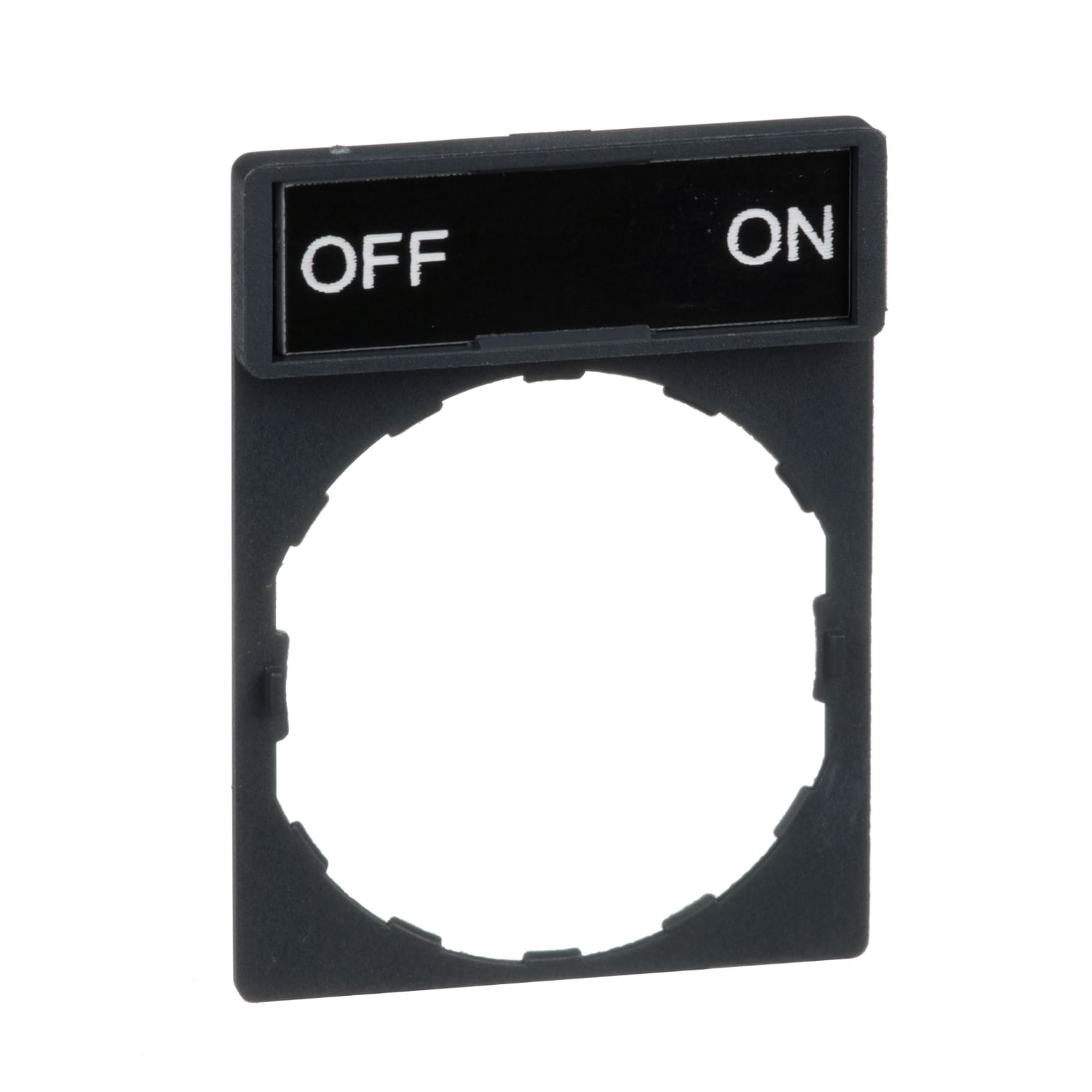 ZBY2367 Harmony Standard Pushbutton Legend Plate, 30 mm H x 40 mm W, Rectangular Plate, Plastic, Black Field