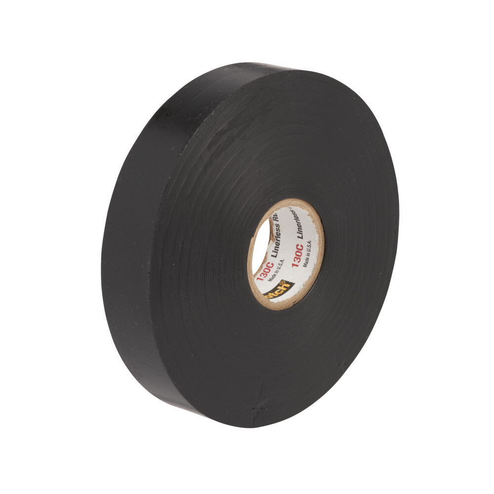 7000132635 Scotch 130C Rubber Based Tape, 3 yd L 1 in W, 3 mil THK, Acrylic Adhesive, Ethylene Rubber Backing, Black