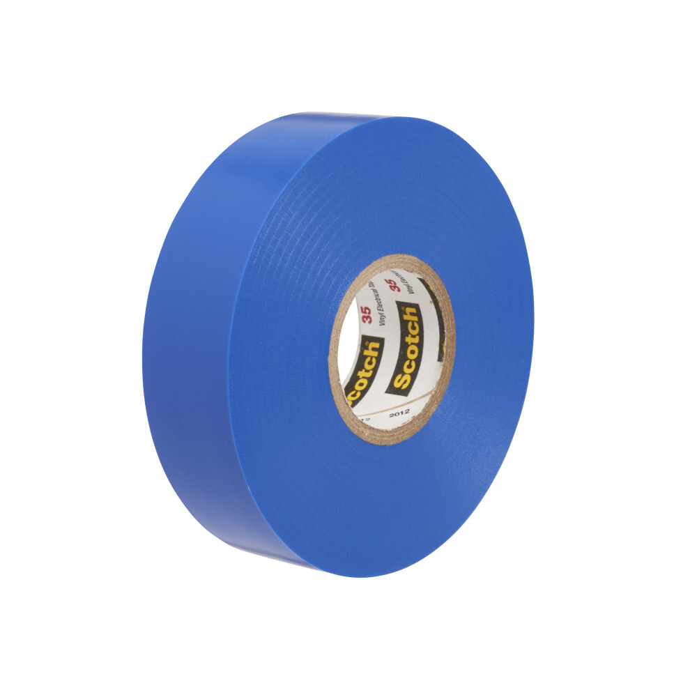 7000132637 Scotch Vinyl Color Coding Electrical Tape 35, 1/2 inch x 20 ft, Blue