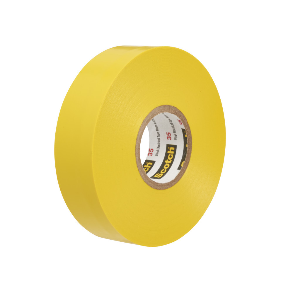 7000058435 Scotch Vinyl Color Coding Electrical Tape 35, 1/2 inch x 20 ft, Yellow