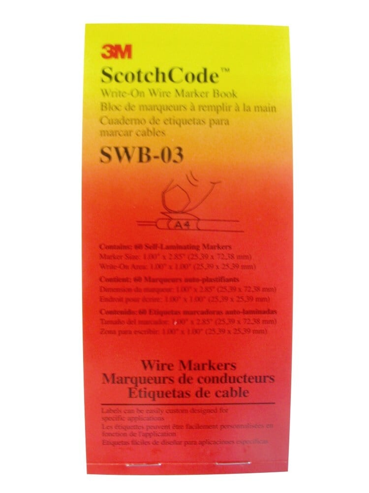 7000058802 Write-On Wire Marker Book, 2.85 in L x 1 in W, White, Vinyl Film